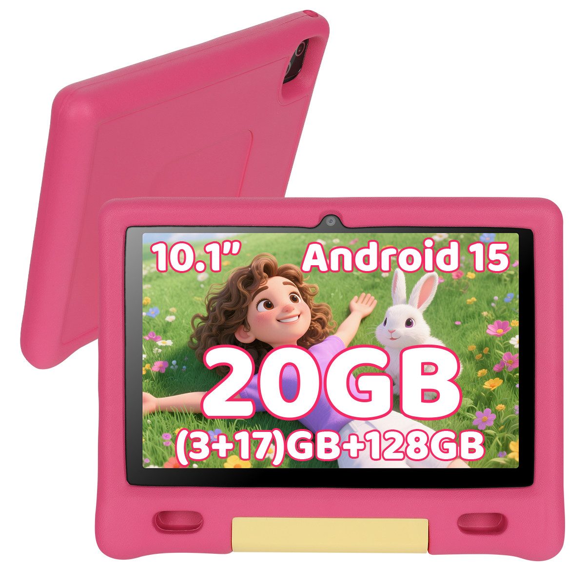 BUFO 10 Zoll Android 15 Octa Core 128 GB HD IPS Elternkontrolle Kinder Tablet (10,1", 128 GB, Android 15, WiFi 6, Kindersicherung, WiFi 6 BT 5.3, mit Kindersicheres Gehäuse)