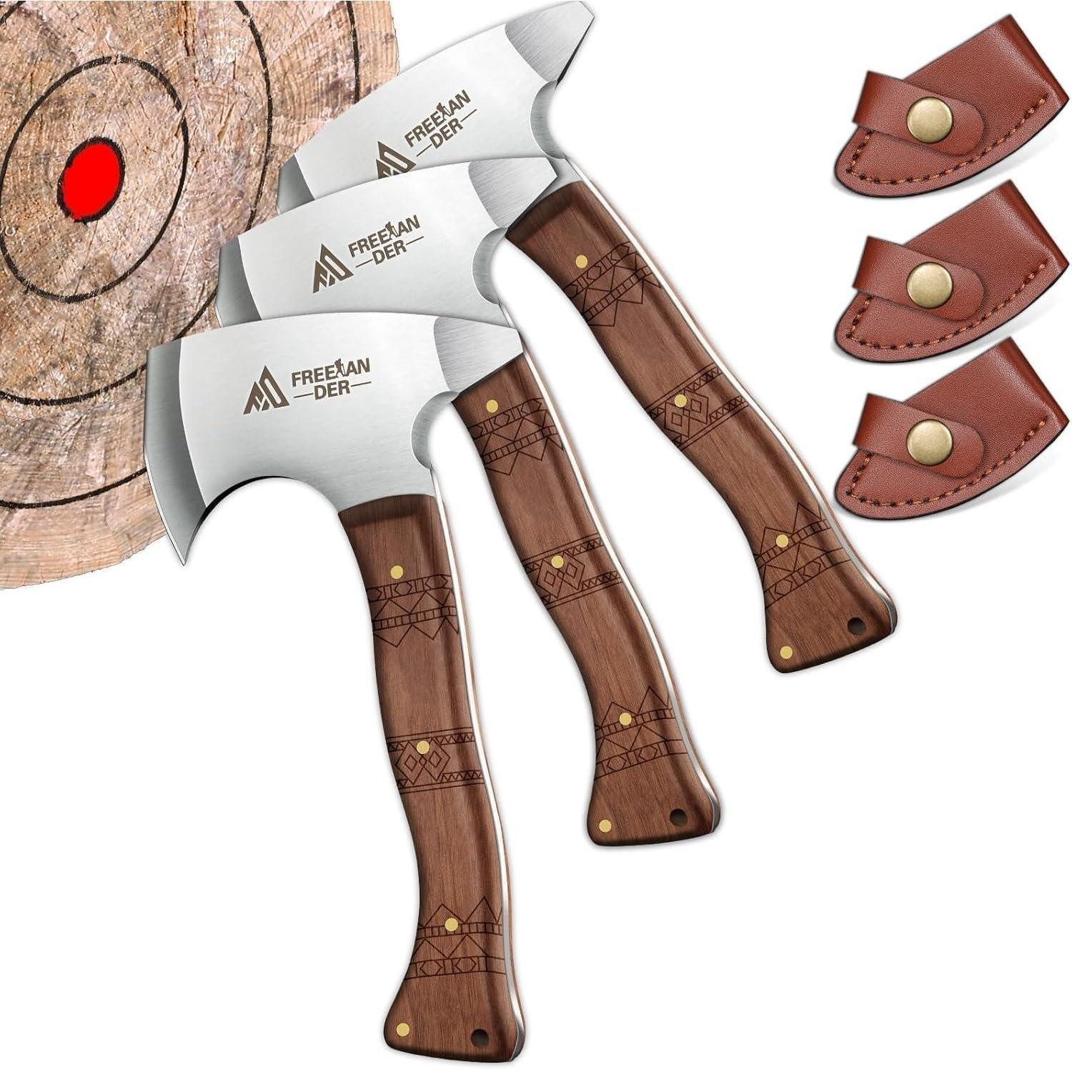 LuxusKollektion Beil Beil Set 3teilig 20cm Camping Handbeil Scheide Drei Äxte