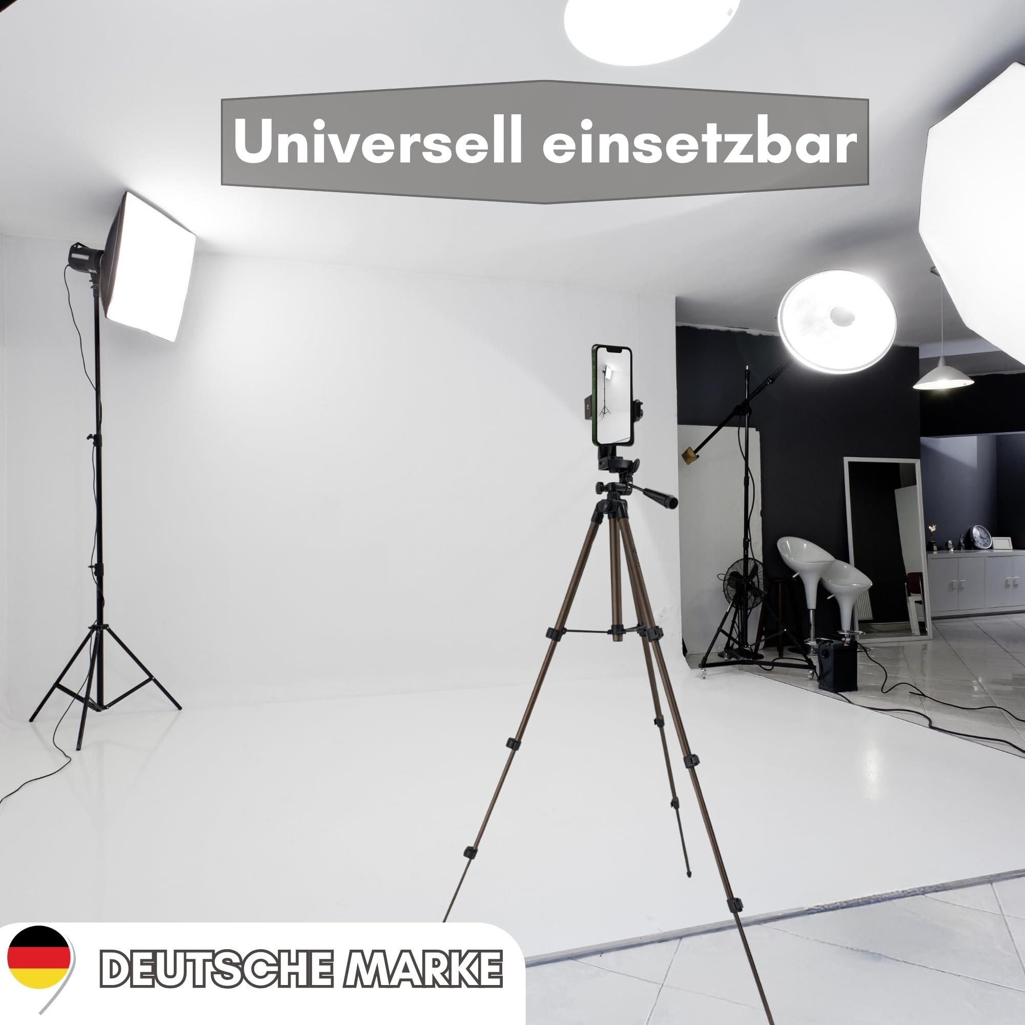 TronicXL Handy Stativ drehbar Smartphone Halterung Ständer Tripod Halter Video Kamerastativ (Ausfahrbare Mittelsäule, Wasserwaage) – Bild 5 von 5