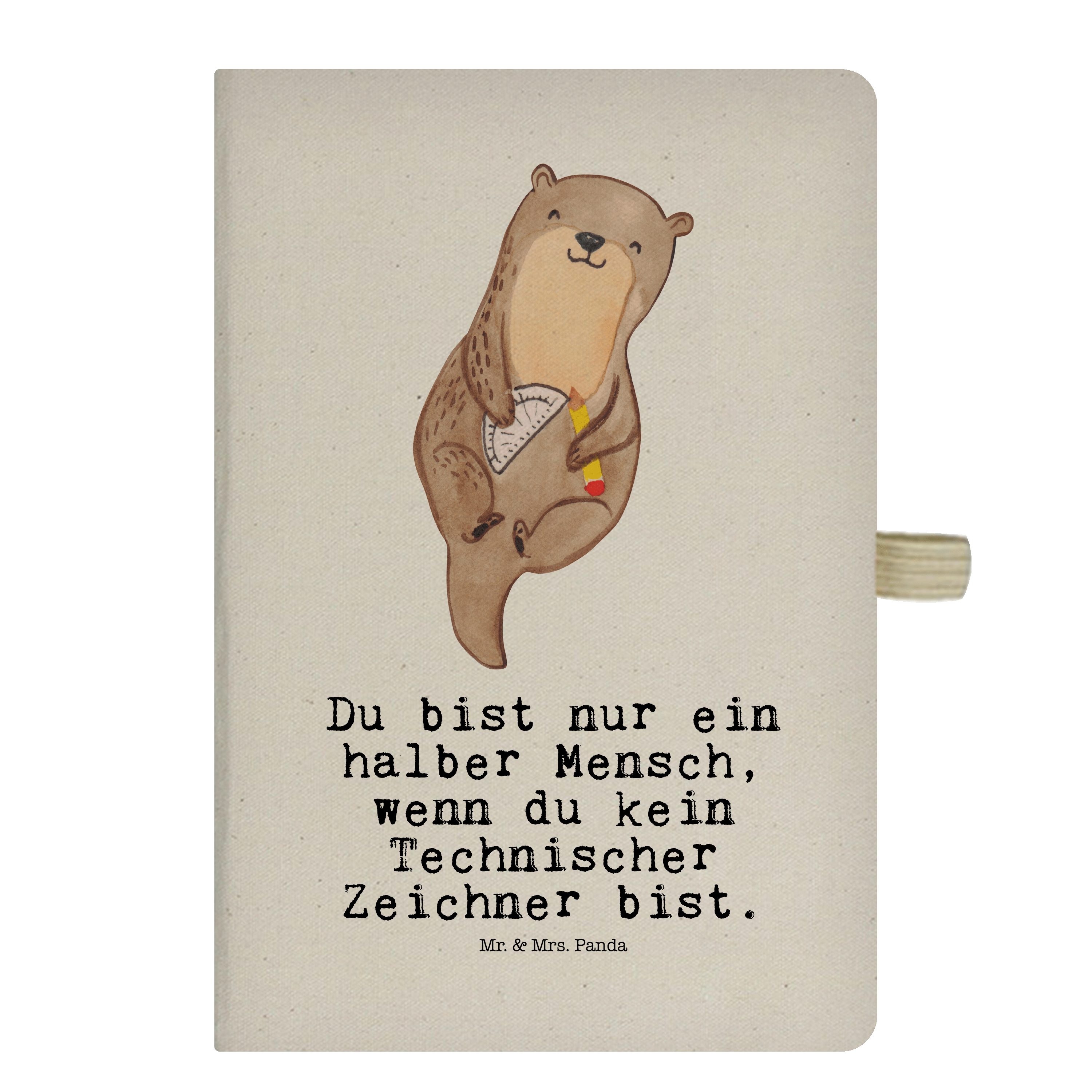 Mr. & Mrs. Panda Notizbuch Technischer Zeichner mit Herz - Transparent - Geschenk, Notizheft, Da Mr. & Mrs. Panda