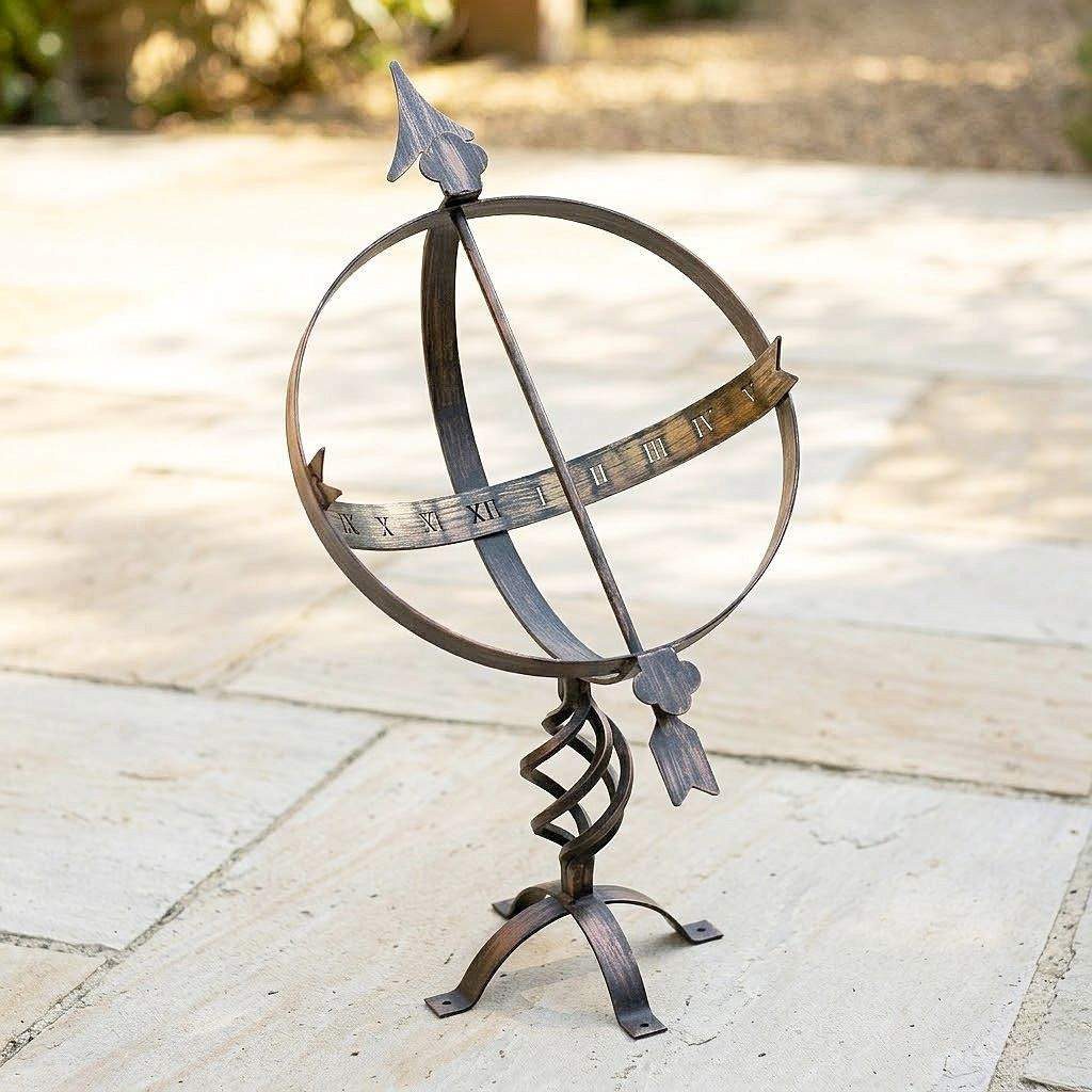 DanDiBo Standuhr Sonnenuhr Garten Groß Metall Patina Schmiedeeisen Wetterfest 70 cm