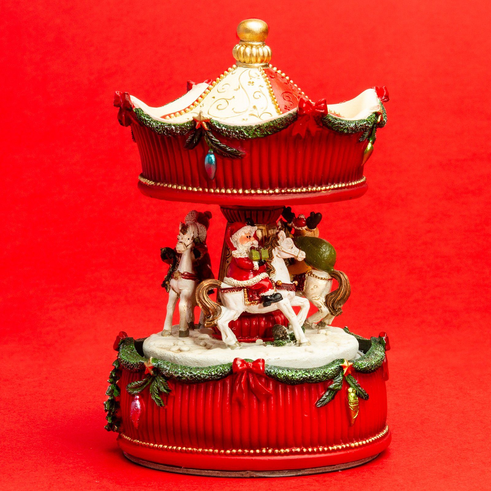 SIKORA Weihnachtsfigur SD08 Spieldose Pferde für Karussell Weihnachten