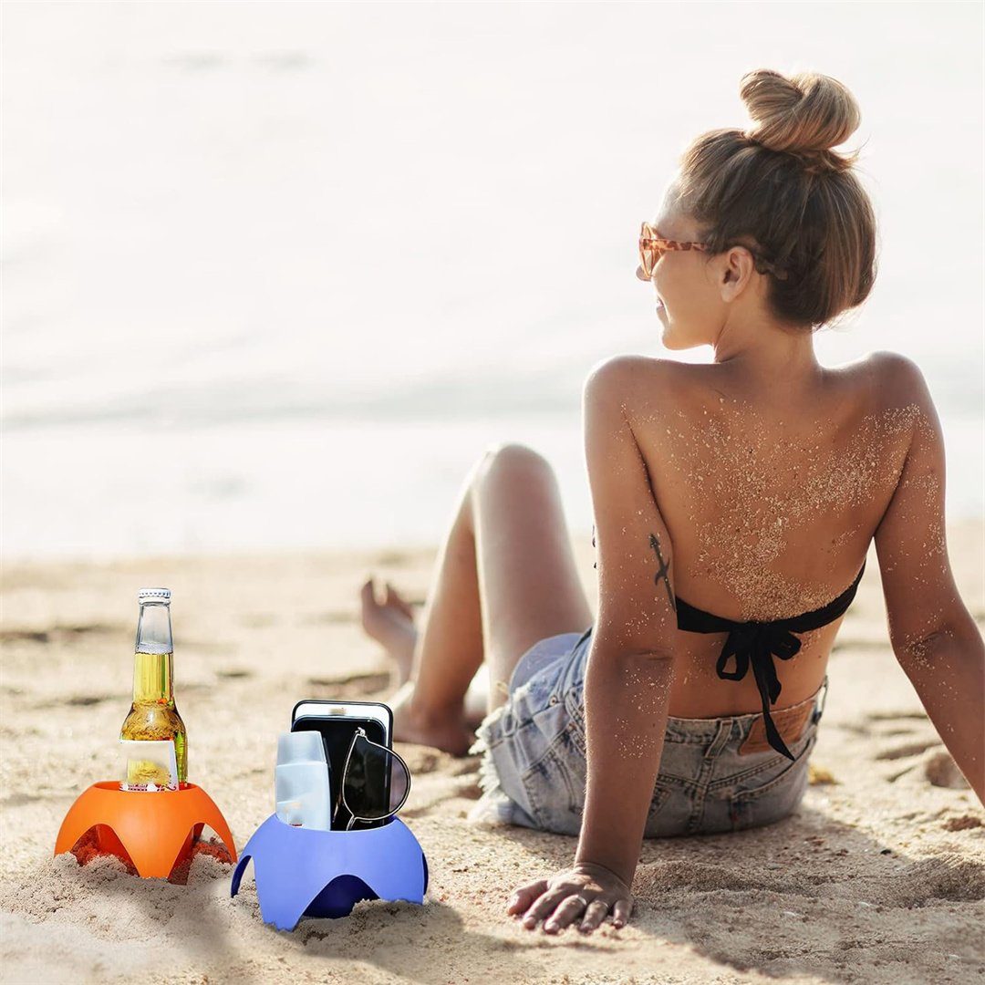L.Ru UG Becheruntersetzer Zubehör für Strandurlaub-Essentials Strand  Getränkebecherhalter, 5-tlg., Sanduntersetzer, Strandausflug-Must-Have- Sandbecherhalter