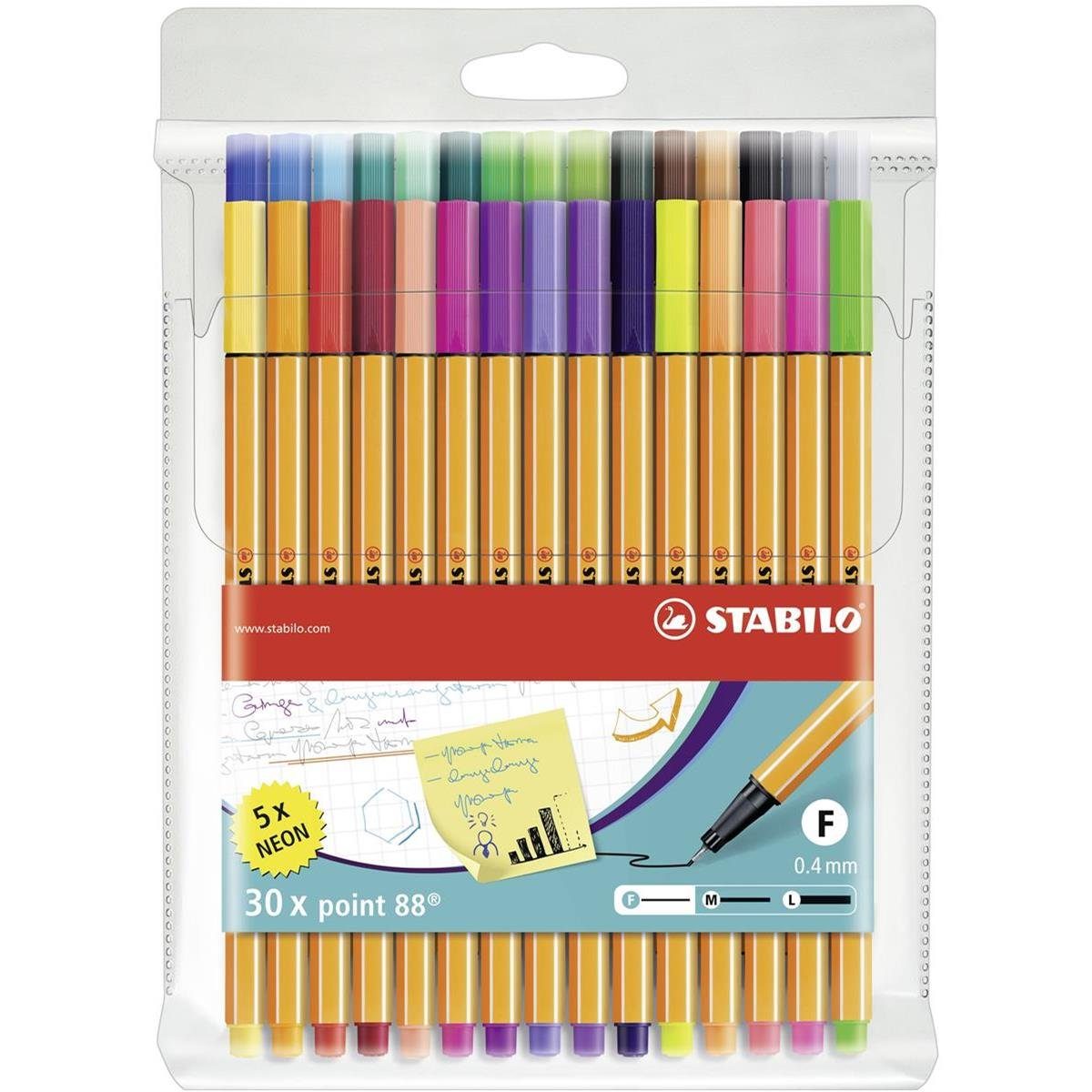 STABILO Fineliner STABILO point 88 Fineliner - 0,4 mm - 30er Etui