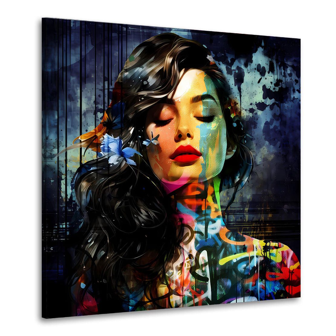 Artedinoi Leinwandbild Frau Graffiti Street Art abstrakt Leinwandbild Wandbild XXL, Frau mit Graffiti, Street Art