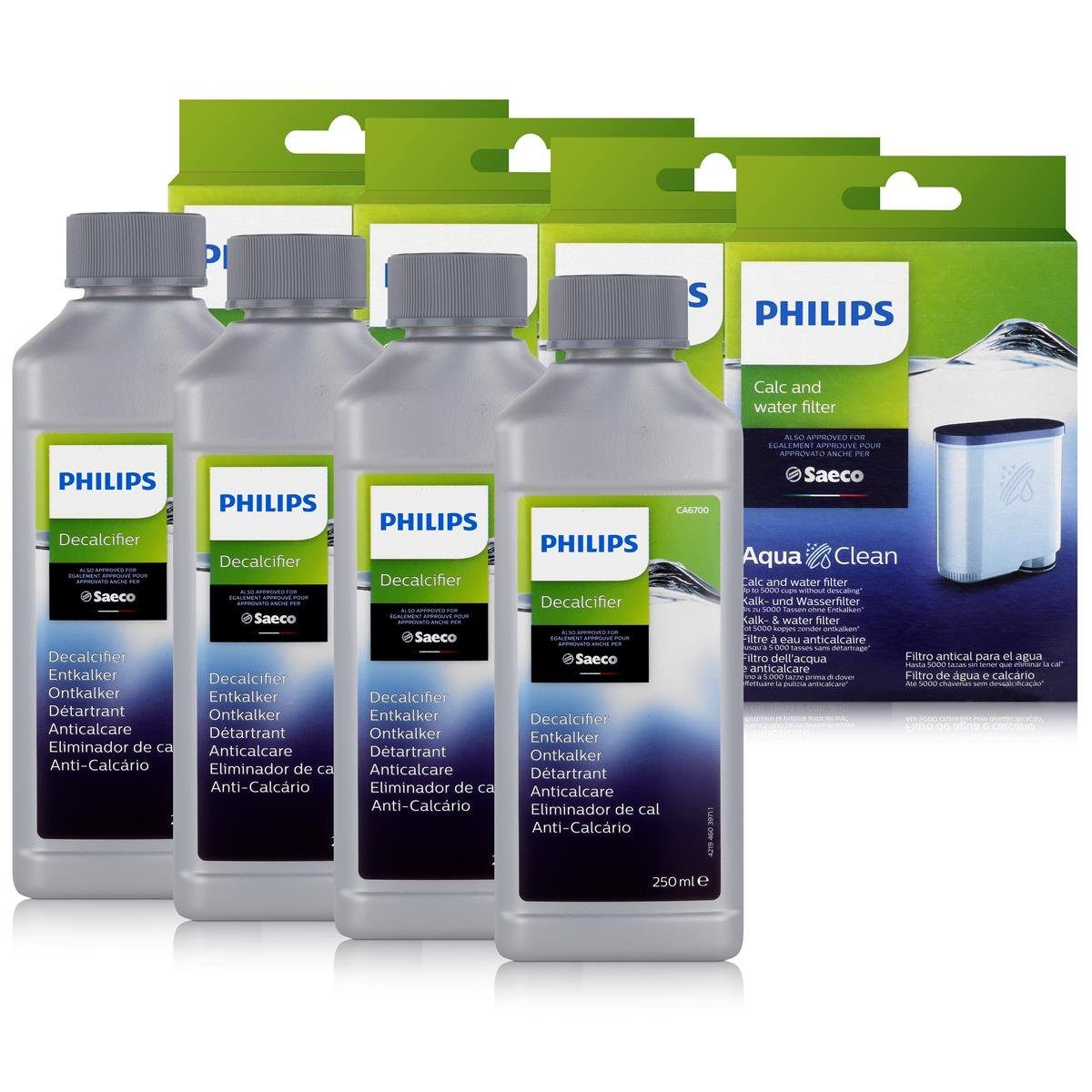 Saeco Wasserfilter 4x Philips CA6903/10 AquaClean Wasserfilter & 4x Philips Saeco Entkalk