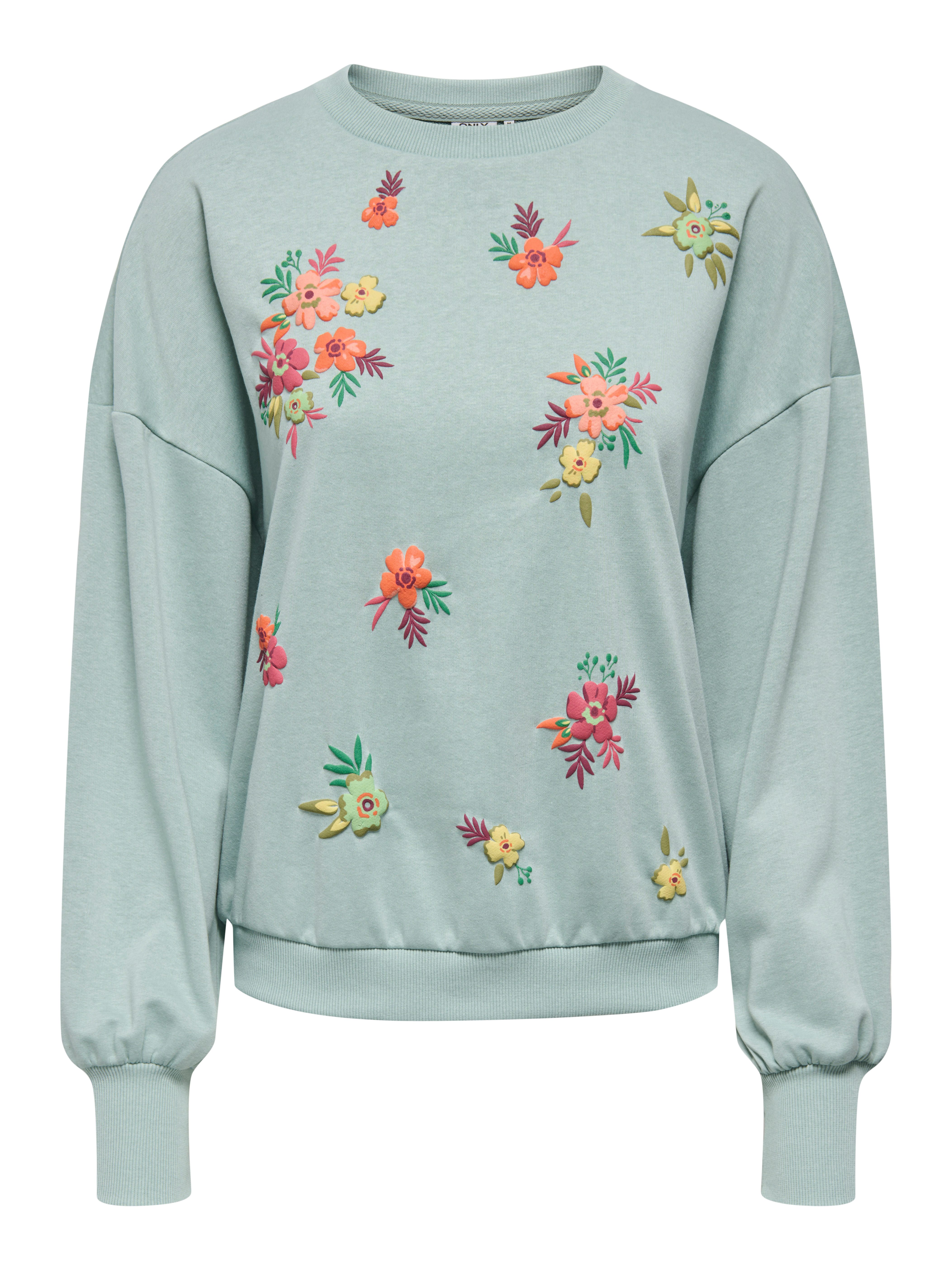 ONLY Sweatshirt ONLBROOKE L/S O-NECK FLOWER SWT Baumwollmischung, regular fit