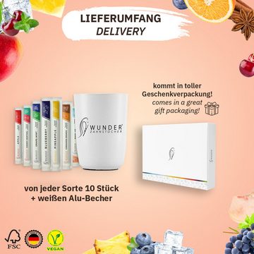 Wunder Zahnstocher Mundpflegecenter Wunder Zahnstocher mit Geschmack - Becher weiß + 80er Single Pack