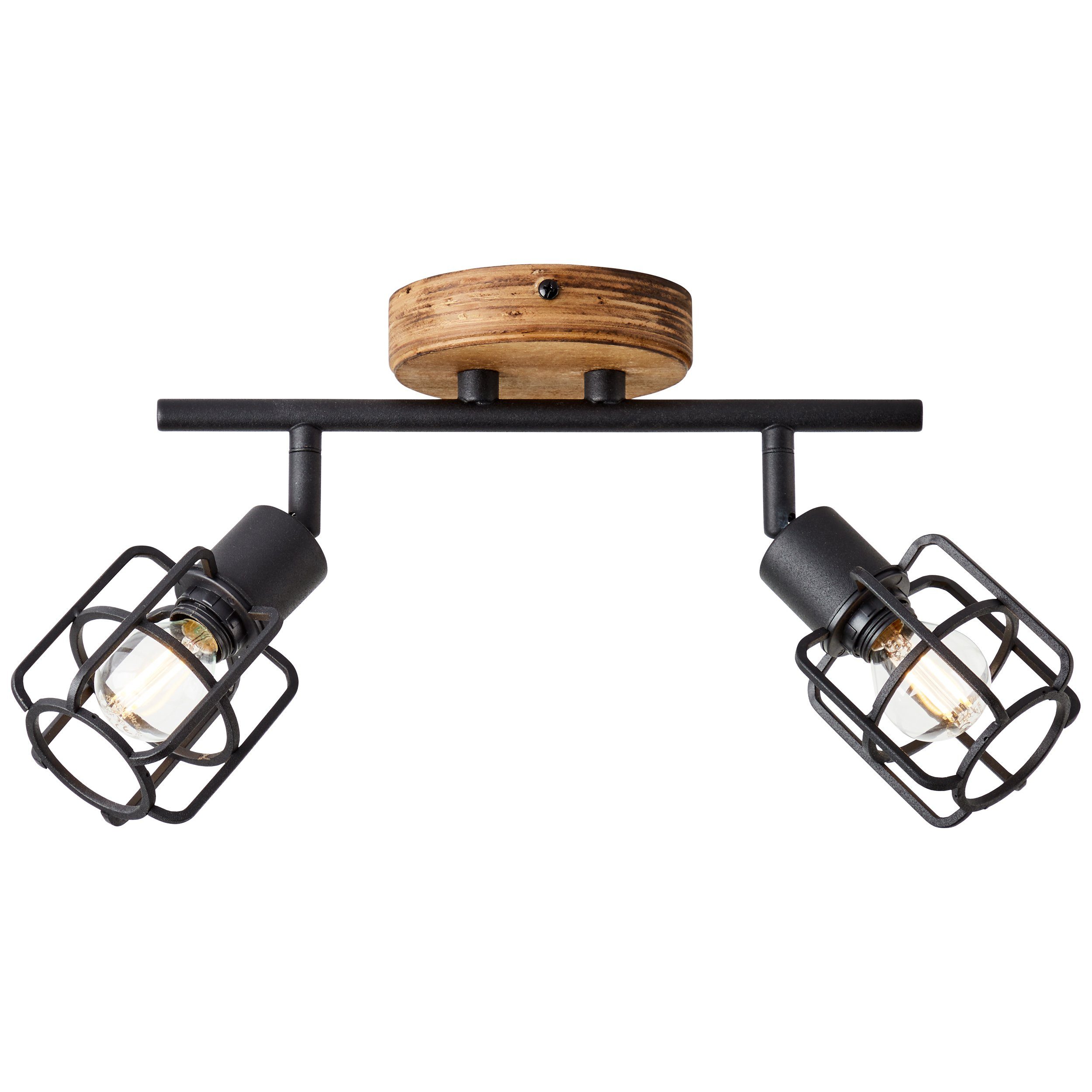 Brilliant Deckenstrahler Gwen, ohne Leuchtmittel, B 33 cm, 2 x E14, schwenkbar, Metall/Holz, antik/schwarz korund