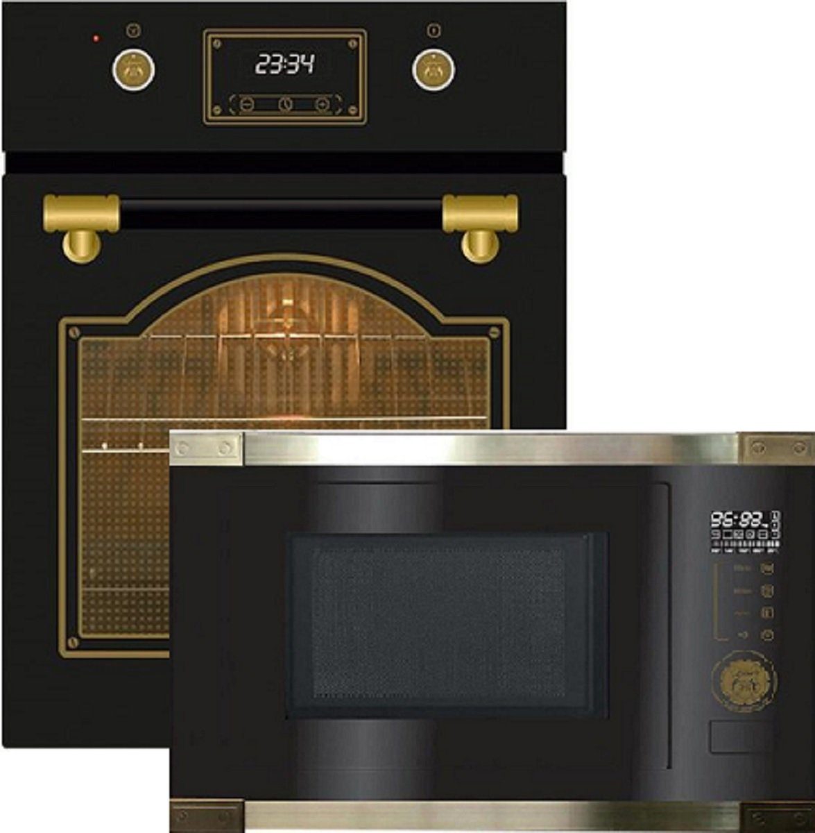 Kaiser Küchengeräte Einbaubackofen EH4796AD+EM 2545 AD, mit 1-fach-Teleskopauszug, Backofen Einbaubackofen 45 cm, 50 L, +Einbau-Mikrowelle, 25 l