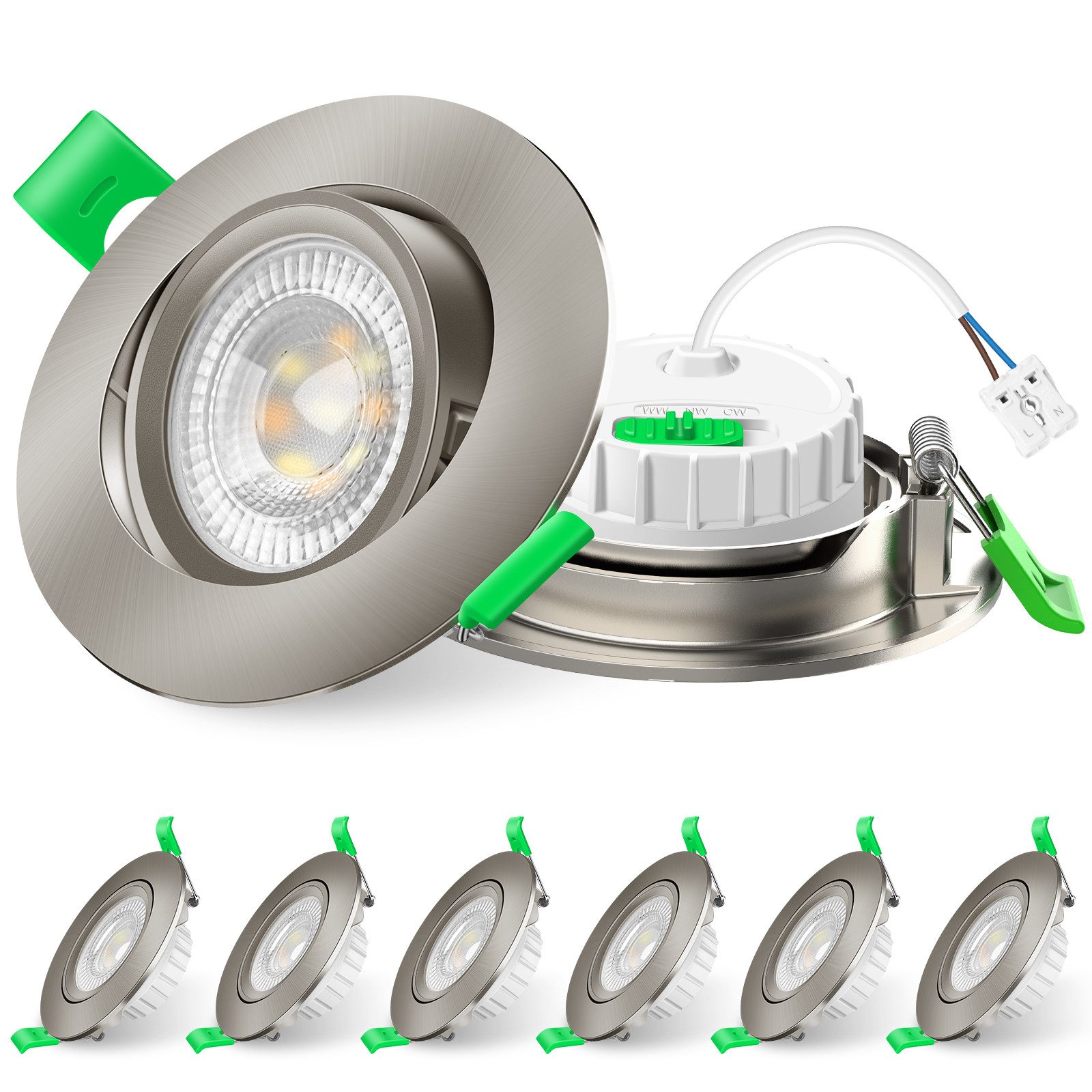 ALUSSO LED Einbauleuchte 6er-Set, ED-Einbau-Spot, 6W, 3CCT, schwenkbar, Ø76 günstig online kaufen