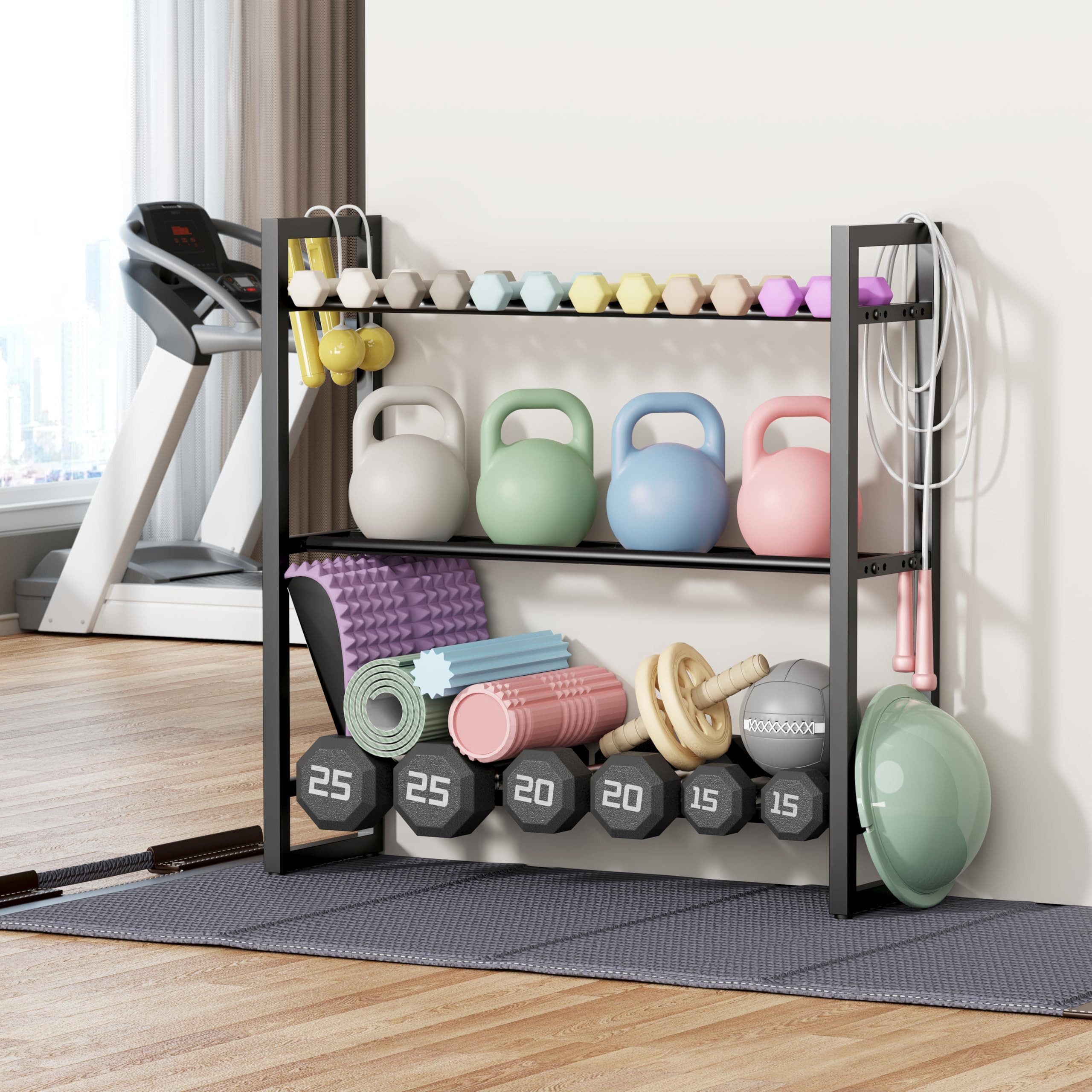 niffgaff Kurzhantelständer Verstellbarer 3-stufiger Hantel- und Kettlebellständer, (1-St), Gewichtsregal für Home Gym, platzsparend mit 163KG Tragkraft