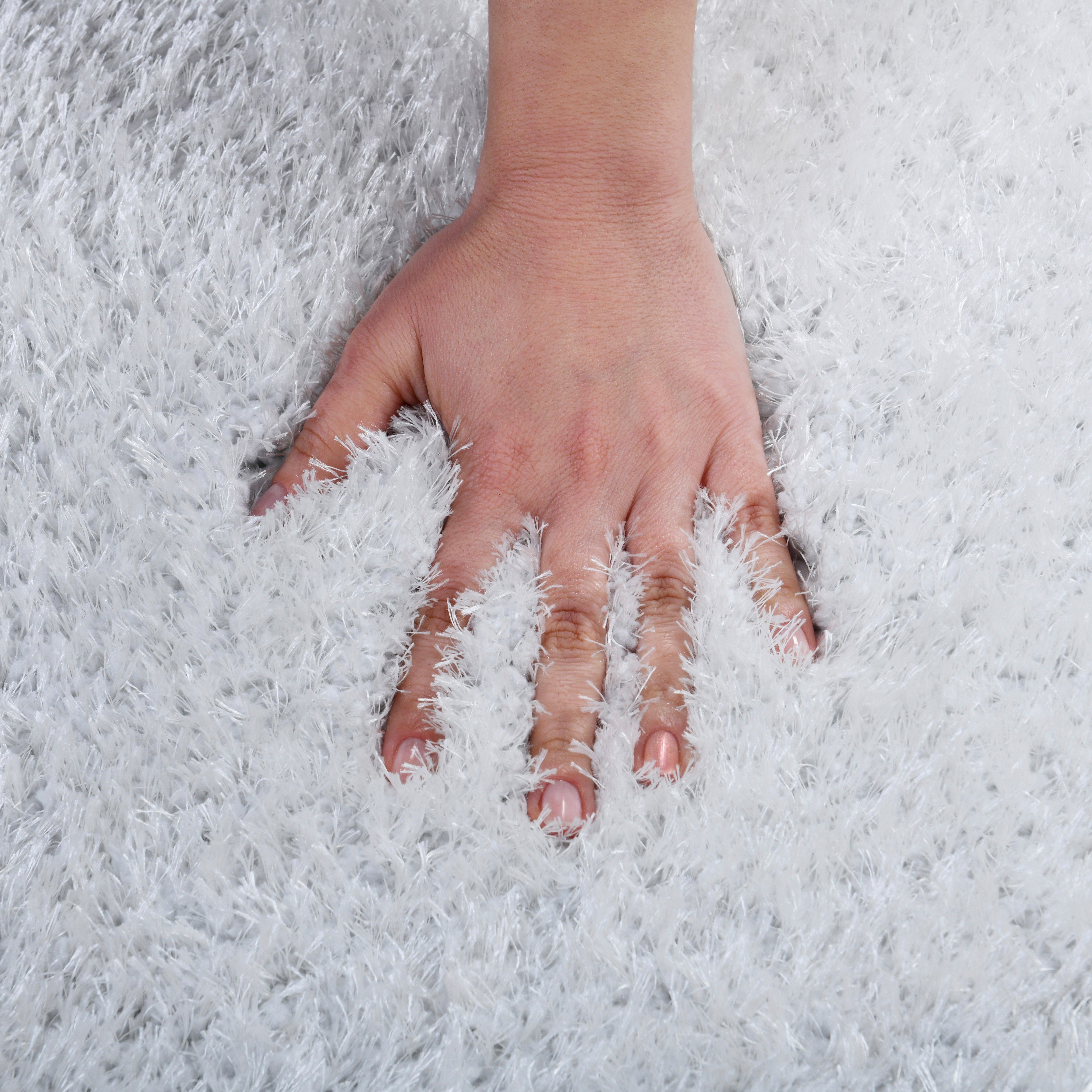 Hochflor-Teppich Malin, besonders einfarbig, Uni-Farben, Höhe: in 43 mm, leicht weiß glänzend, weich Shaggy Home rechteckig, affaire