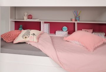 Parisot Etagenbett TamTam (Hochbett in weiß mit rosa oder blau, inkl. Bettschubkasten), kein Lattenrost erforderlich