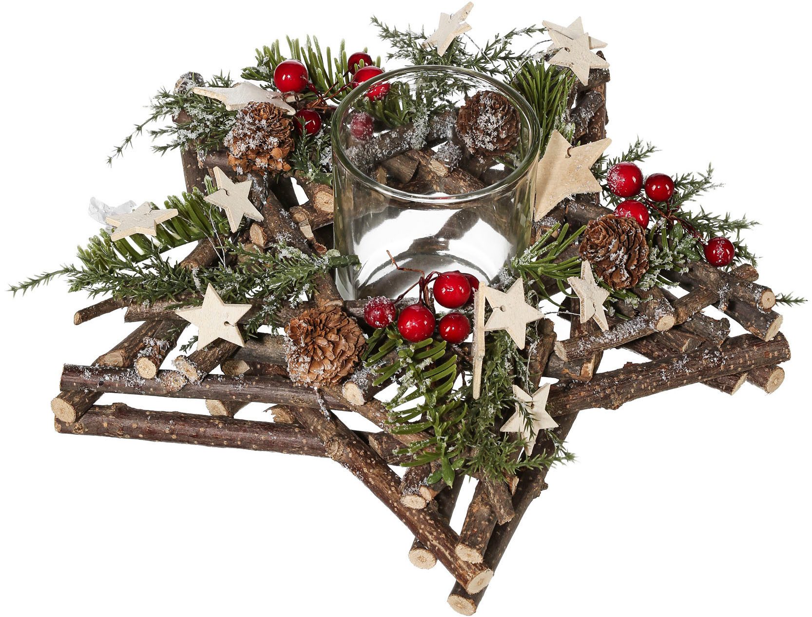 Creativ home Teelichthalter Adventsgesteck mit Teelichthalter (1 St), in Sternform