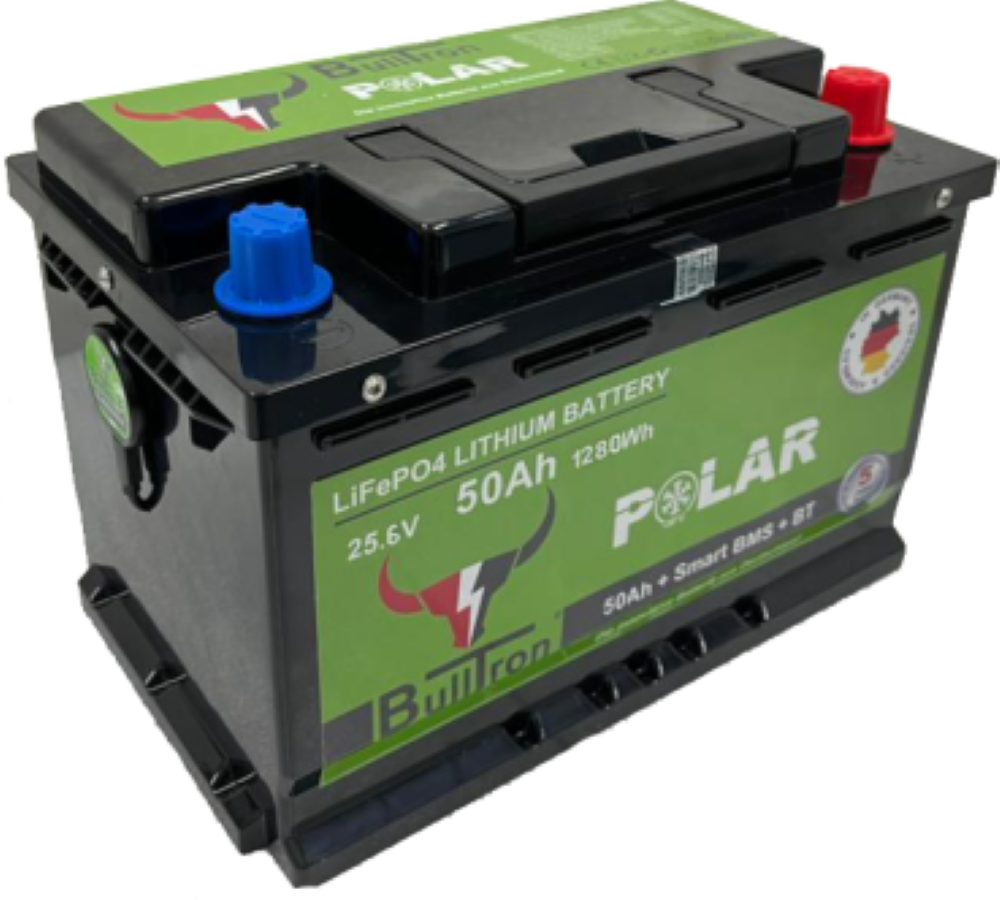 BullTron Batteriewächter 50Ah Polar LiFePO4 25.6V Akku Smart BMS Bluetooth App Heizung