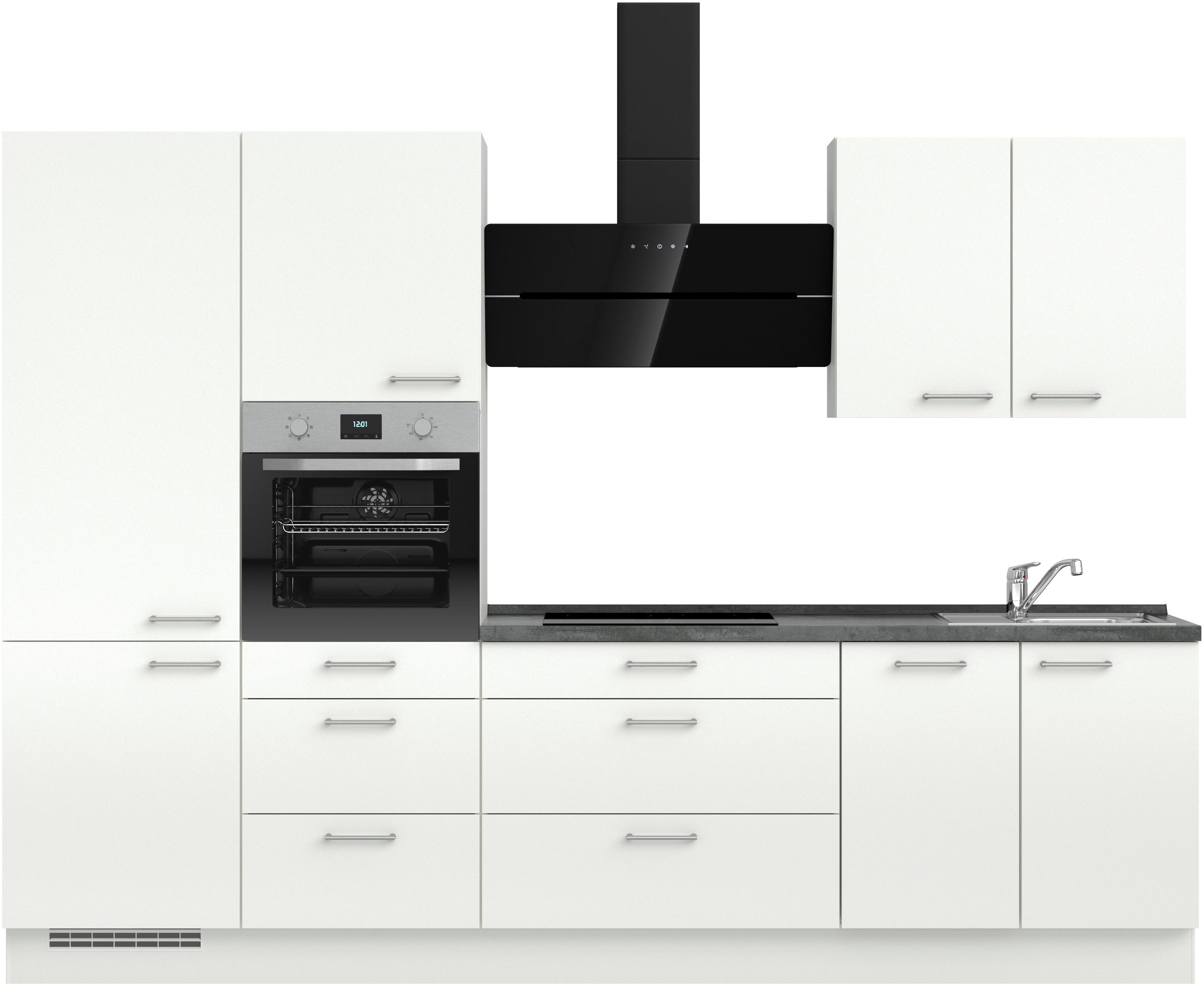 nobilia® Küchenzeile "Laser II", NEU: individuell anpassbar mit gratis Profi-Beratung, vormontiert, 300 cm breit, optional mit verschiedenen E‑Geräte-Sets