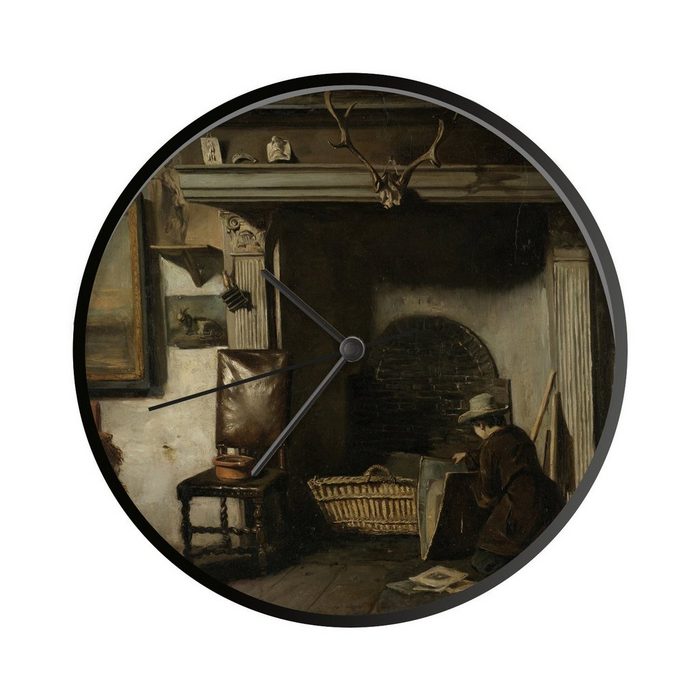 MuchoWow Wanduhr Das Atelier von Pieter Frederik van Os einem Maler aus Haarlem - (Uhrwerk Inkl. Batterie Wanddekoration Wohnzimmer Modern Holz)
