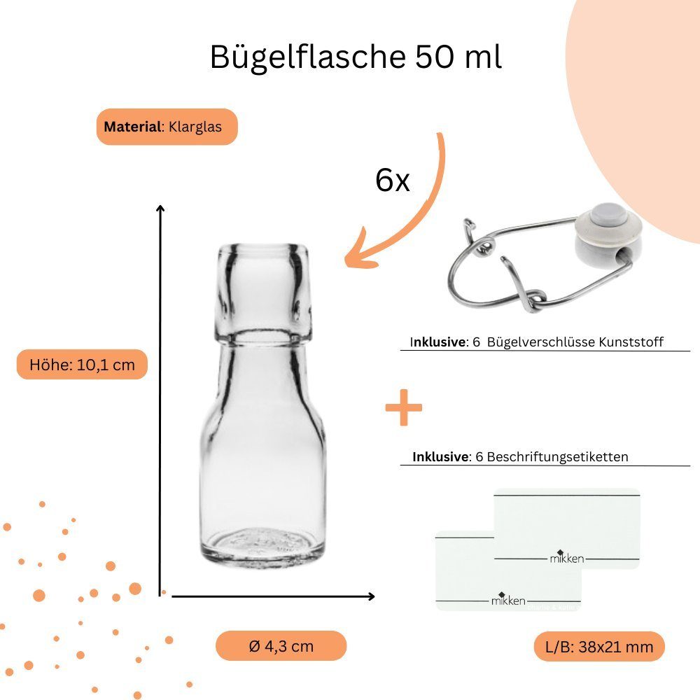 Mini Bügelflaschen Set Glasflaschen kleine mikken mit ml Trinkflasche Bügelverschluss 50