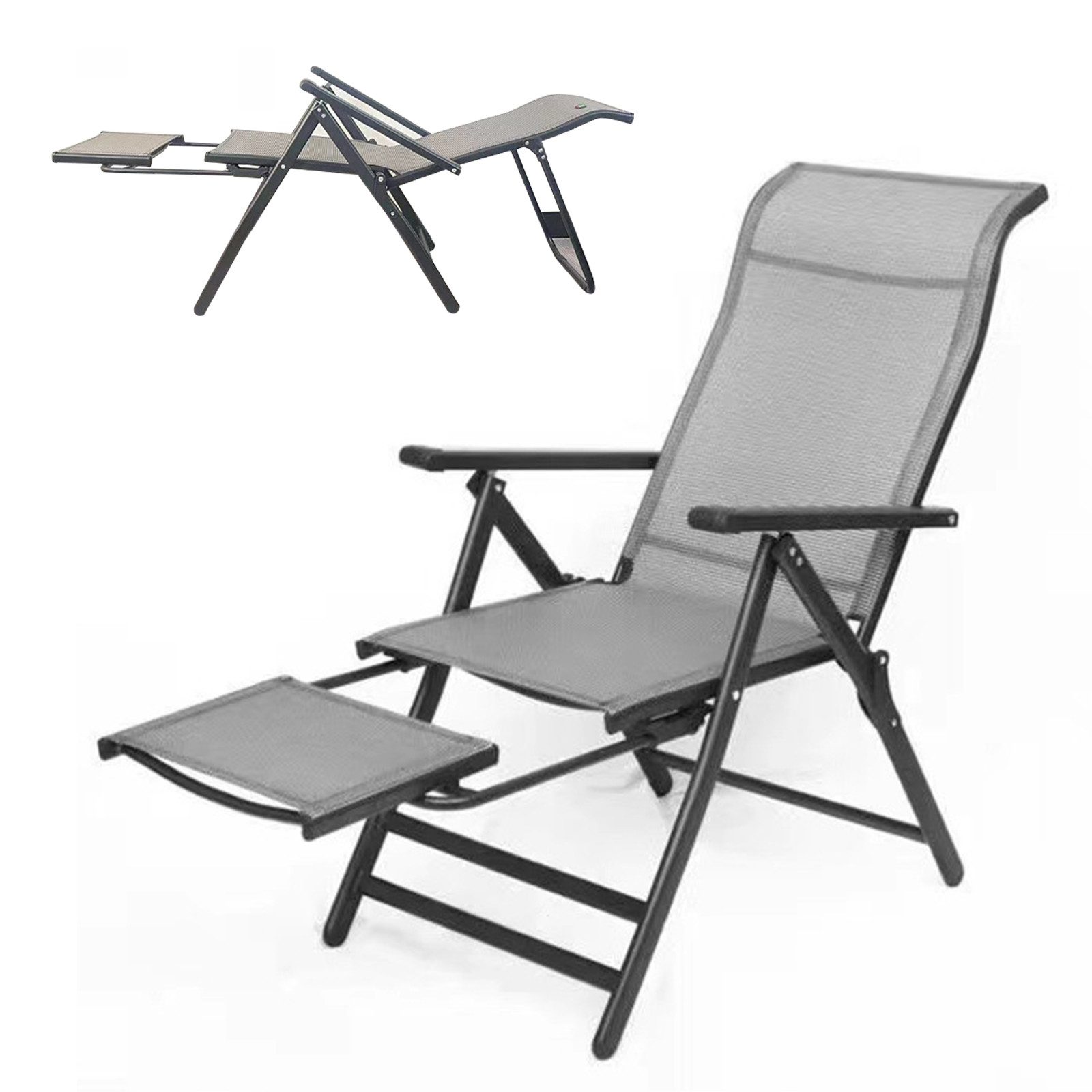 TWSOUL Klappstuhl Multifunktionaler klappbarer Loungesessel, Mit ausziehbarer Fußstütze, Rückenlehne achtfach verstellbar