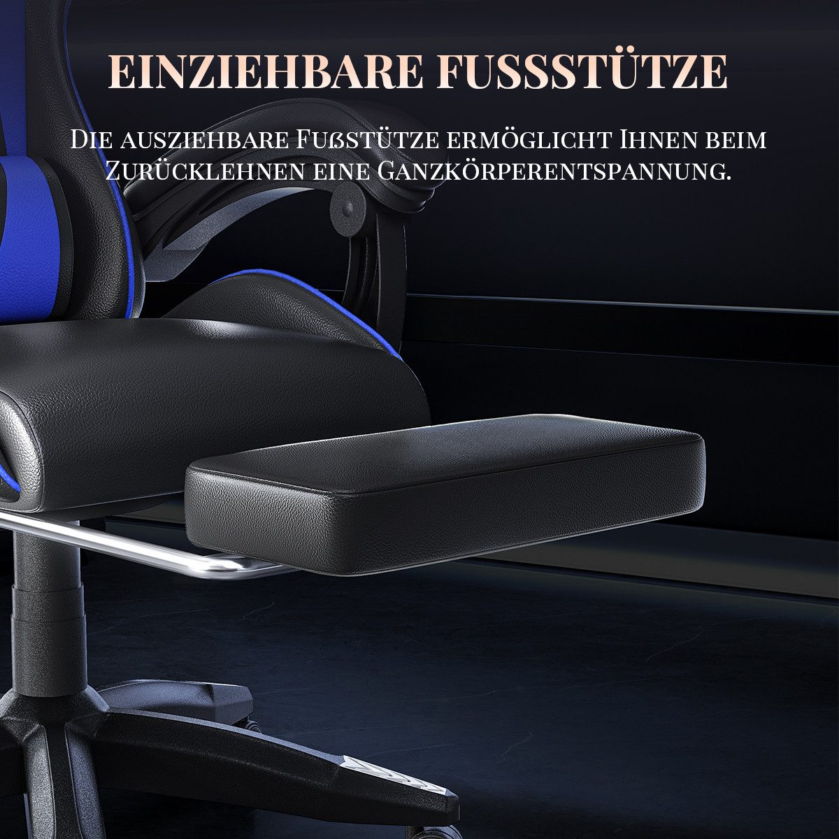 ZAISZE Gaming-Stuhl Schreibtischstuhl, Ergonomischer Bürostuhl mit Massagefunktion (PC Stuhl mit Fußstütze Kopfstütze Lendenkissen), Höhenverstellung Neigung 90 – Bild 4 von 5