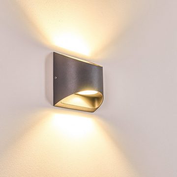 hofstein Außen-Wandleuchte »Padula« LED Außenhalbrunde Wandlampe aus Metall/Glas in Anthrazit, 3000 Kelvin, Gartenbeleuchtung 3 Watt, 660 Lumen, moderne mit Up&Down-Effekt, IP54