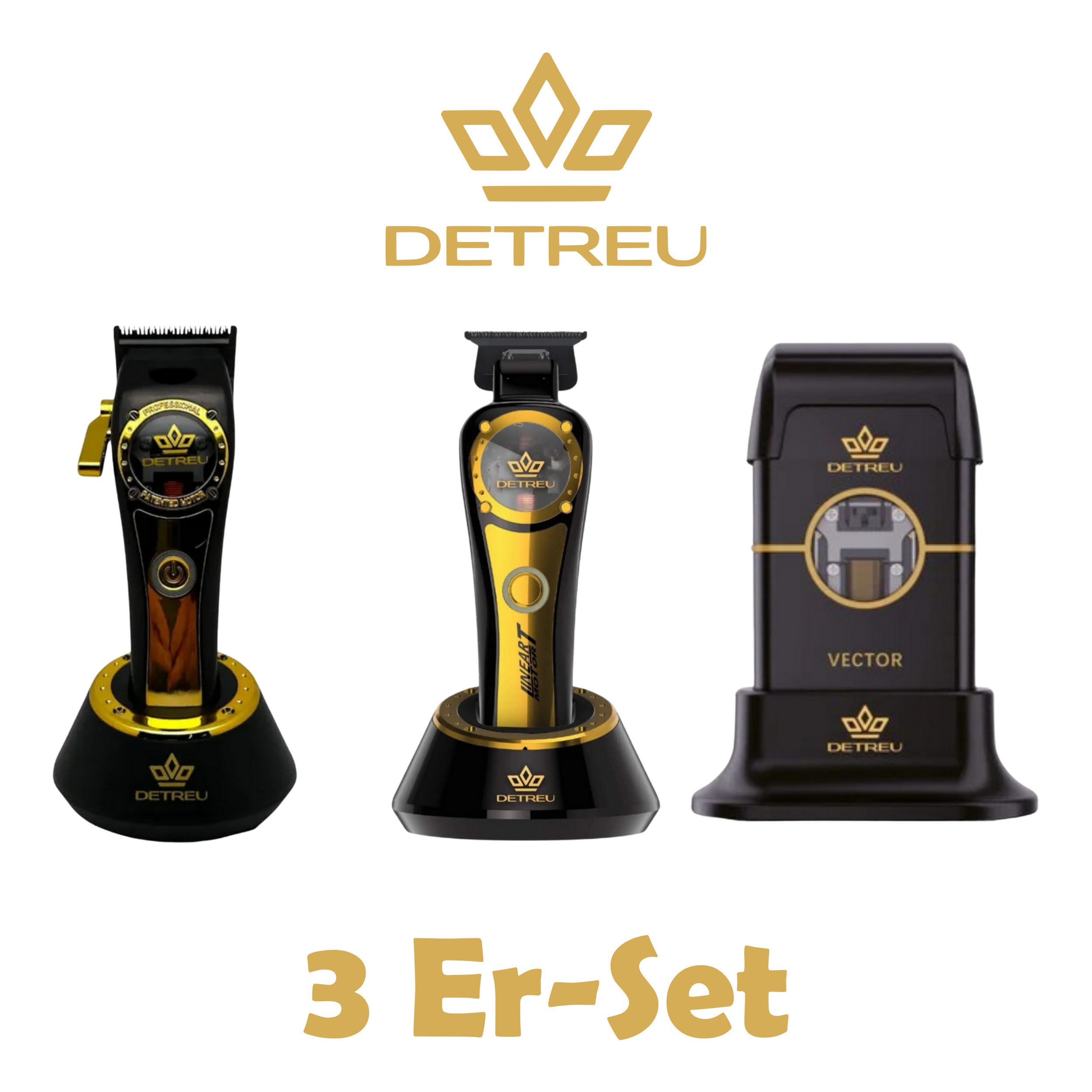 Detreu Haarschneider Detreu 3er Set Headline Clipper - Trimmer - Shaver Gold