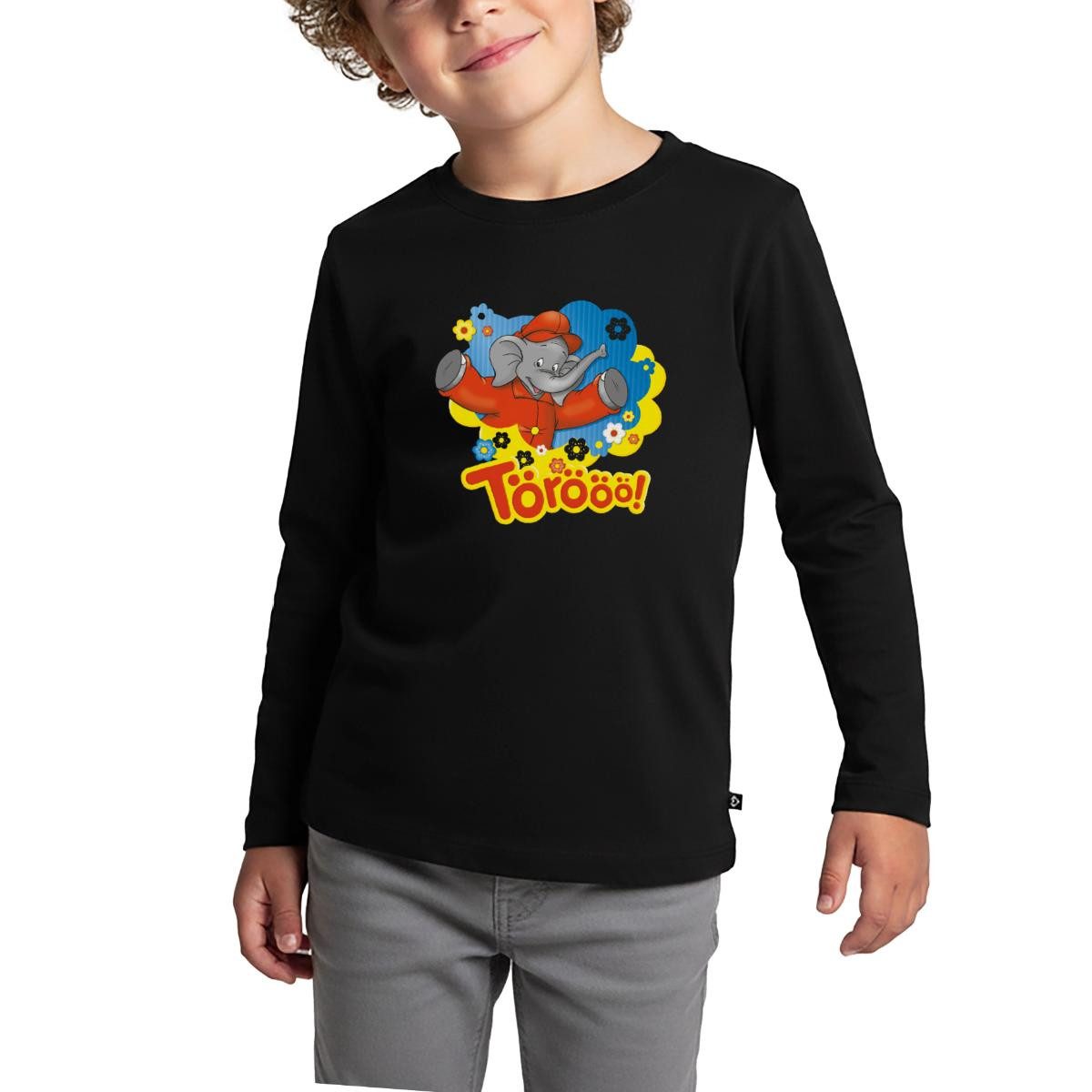T-Shirt Benjamin Blümchen Trötet Töröö Und Winkt Kinder Premium Langarmshirt