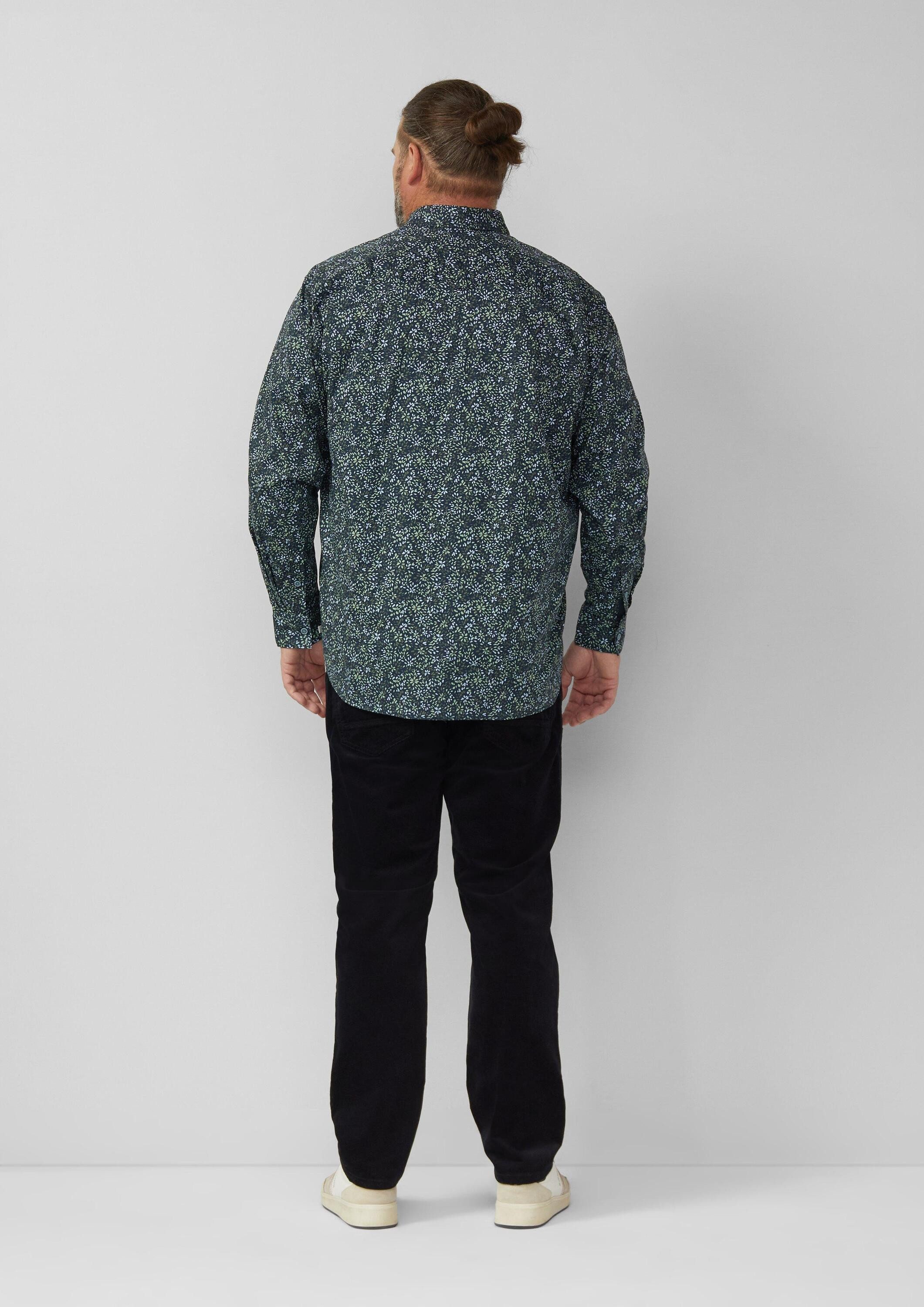 s.Oliver Langarmhemd Hemd Slim Fit: Langarmhemd mit All-over-Print und Kentkragen