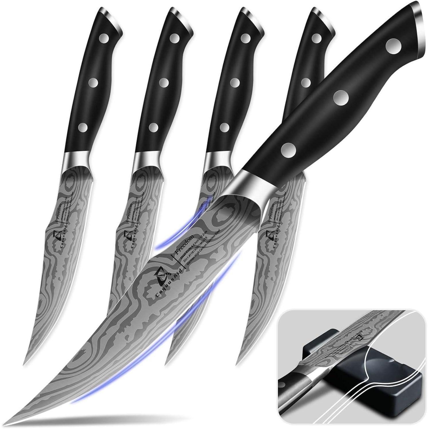 LuxusKollektion Steakmesser Steakmesser Set 4-tlg. Schwarz Ergonomisch