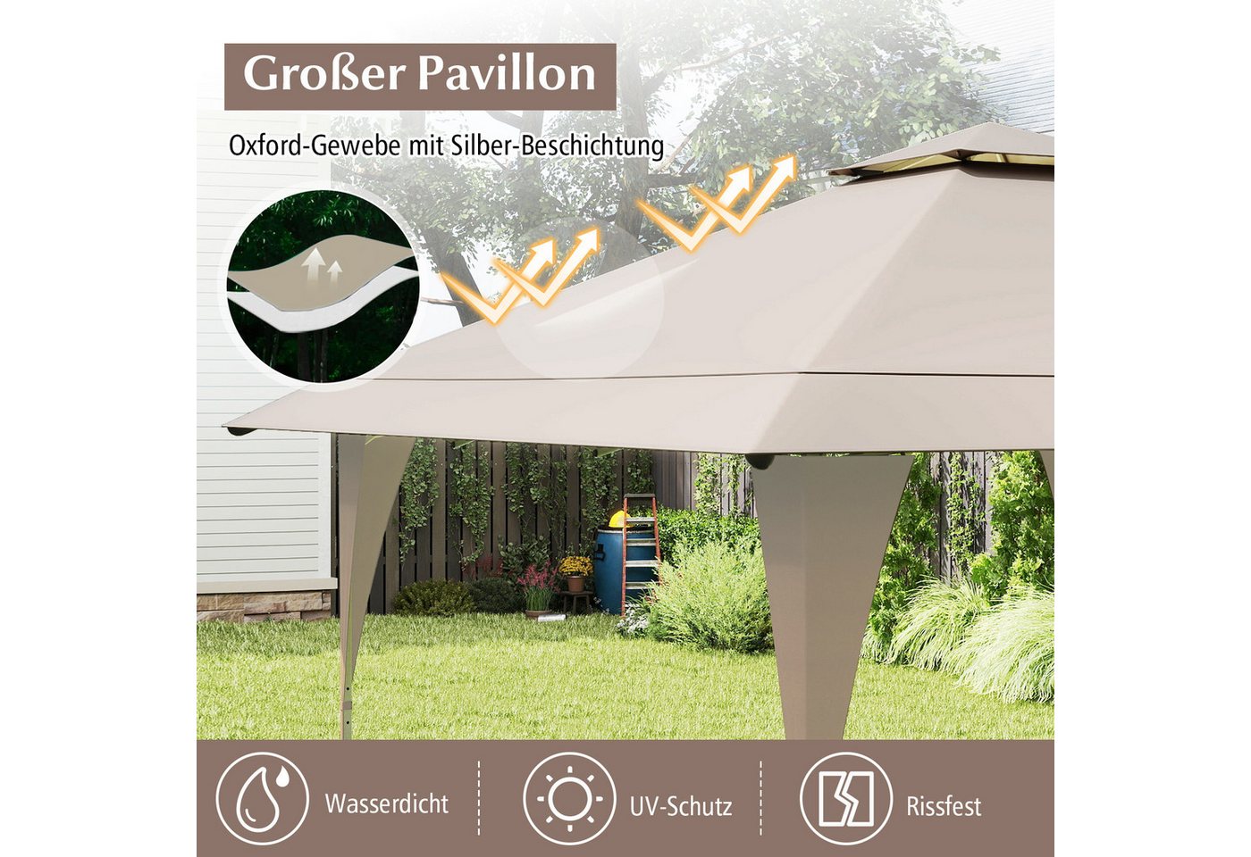 Thumbnail - COSTWAY Faltpavillon, Gartenpavillon Höhenverstellbar mit Doppeldach