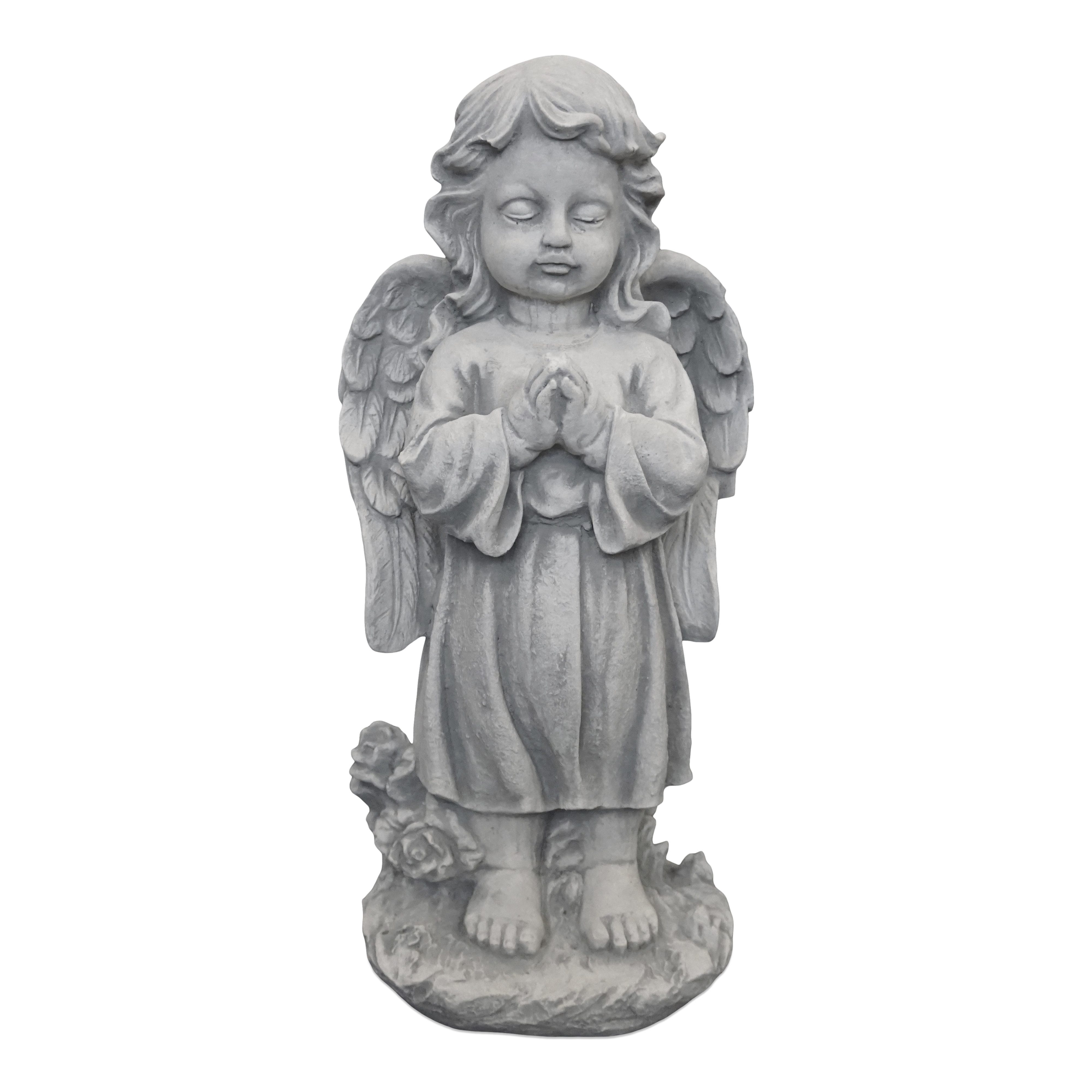 gartendekoparadies.de Gartenfigur Engel Statue stehend, Steinfigur, H. 42 cm, 7 kg, Frostsicher