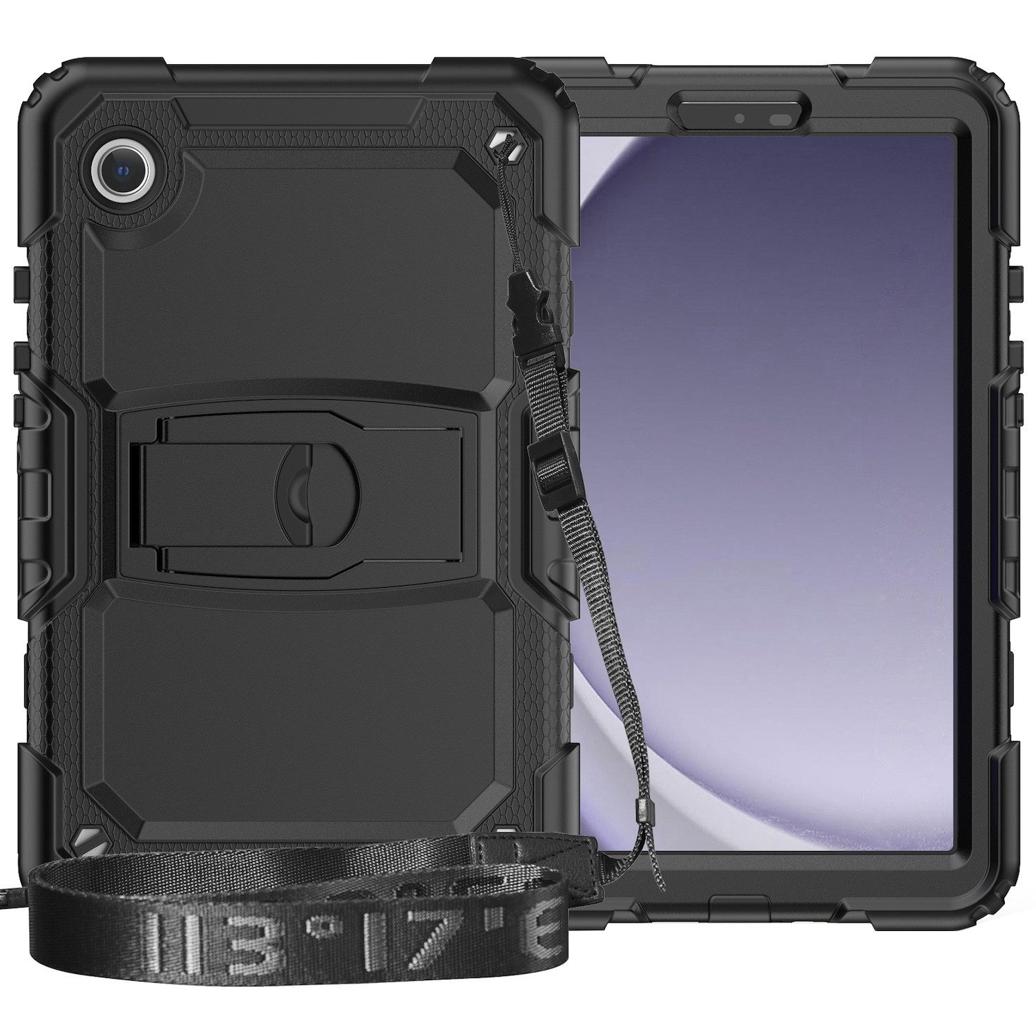 Wigento Tablet-Hülle Für Samsung Galaxy Tab A11 / A9 Silikon Tasche Hülle Gurt + Halterung