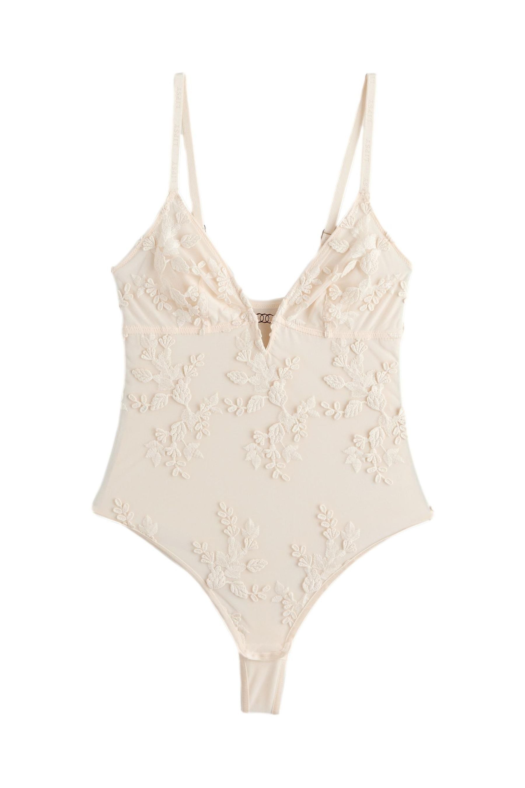 LIPSY Body Lipsy Bodysuit mit tiefem Ausschnitt und 3D-Blumen (1-tlg)