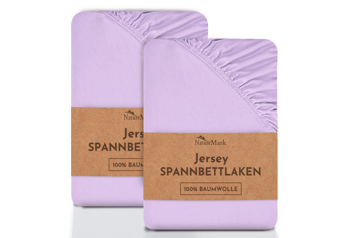 NatureMark Spannbettlaken 2er-Set Jersey Spannbetttuch 100% Baumwolle, 100% Baumwolle, Gummizug: rundum, (2 Stück), Flieder