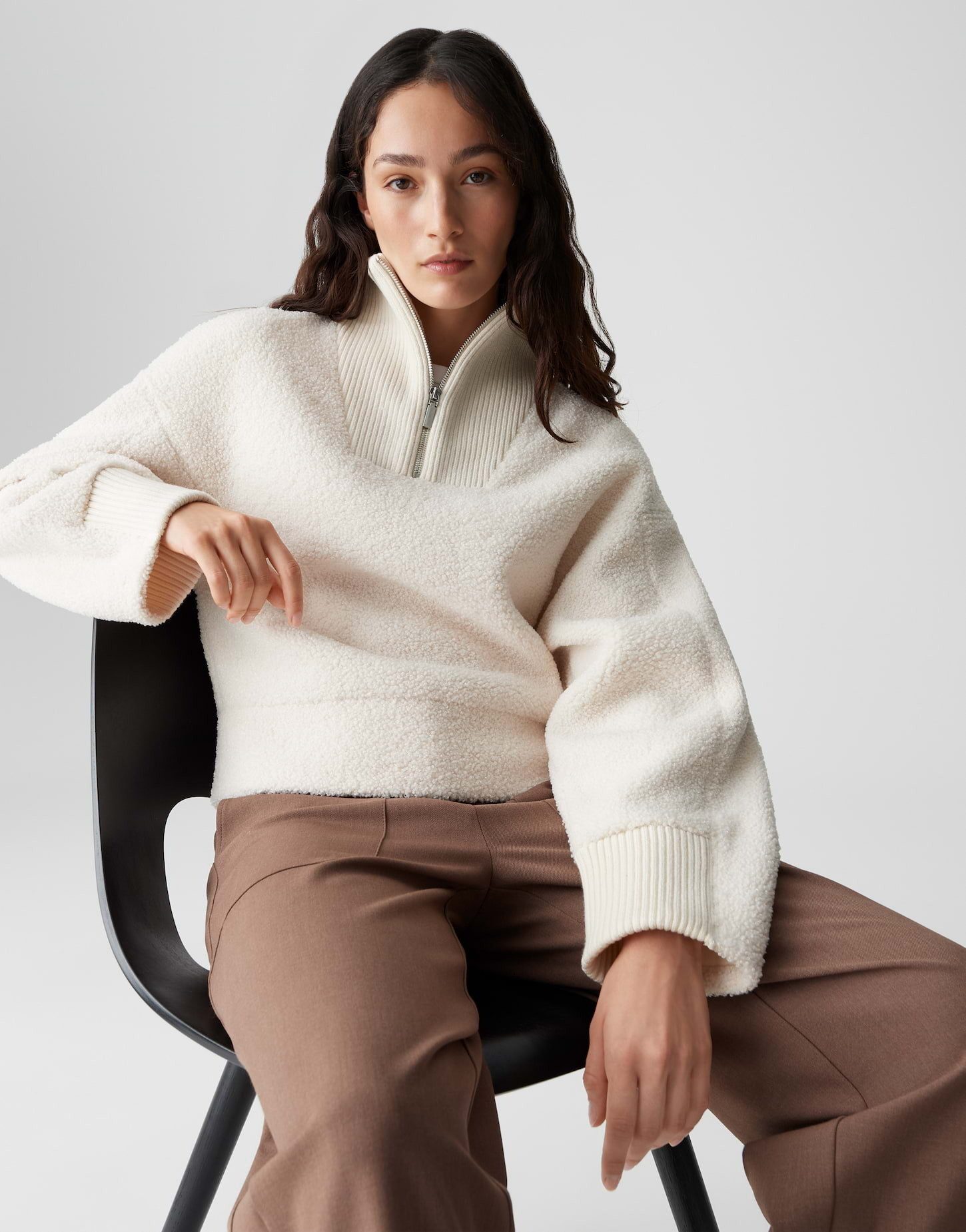 OPUS Sweatshirt GICK Regular Fit aus Teddyfell lockere Passform, flauschiger Griff, wärmend