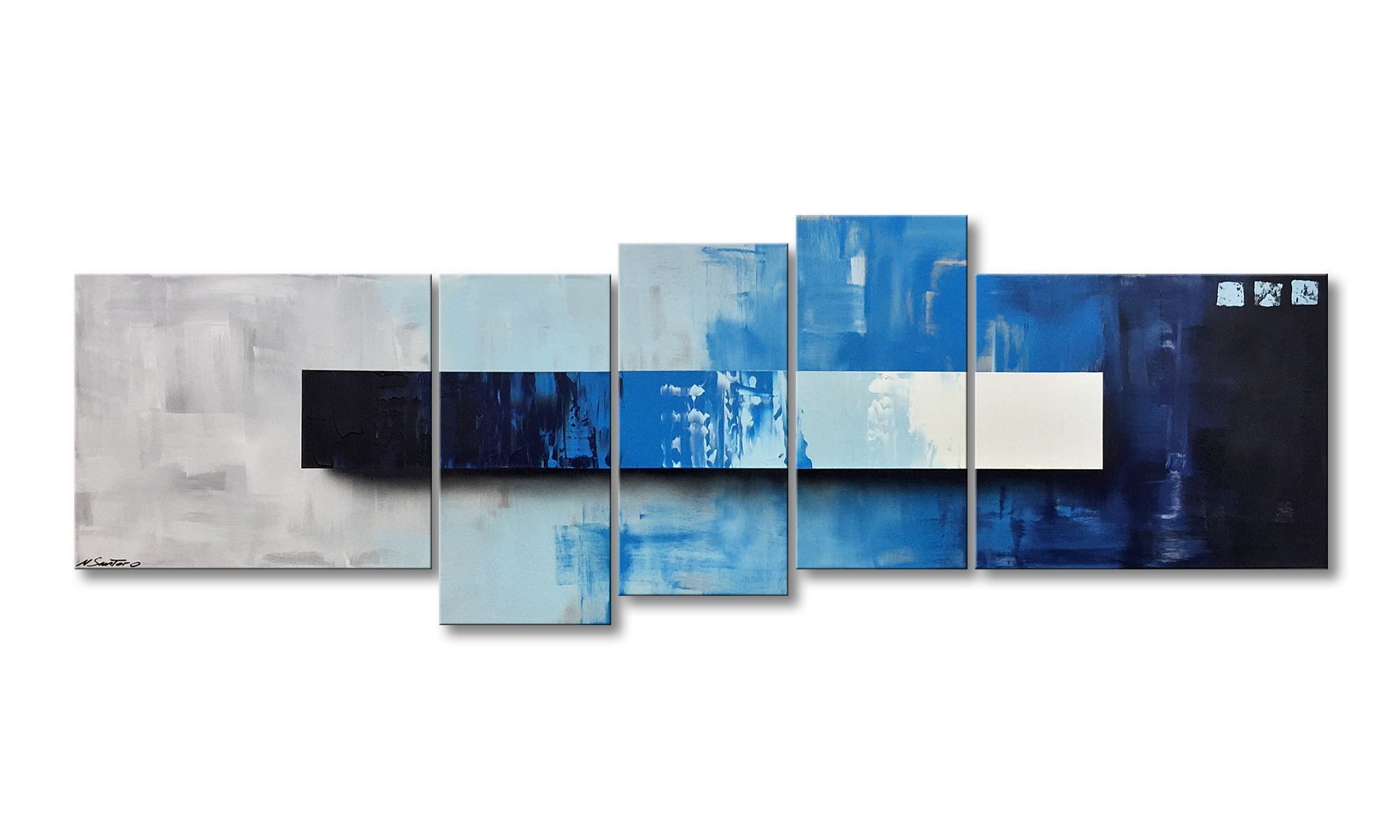 WandbilderXXL XXL-Wandbild Deep Water 210 x 70 cm, Abstraktes Gemälde, handgemaltes Unikat