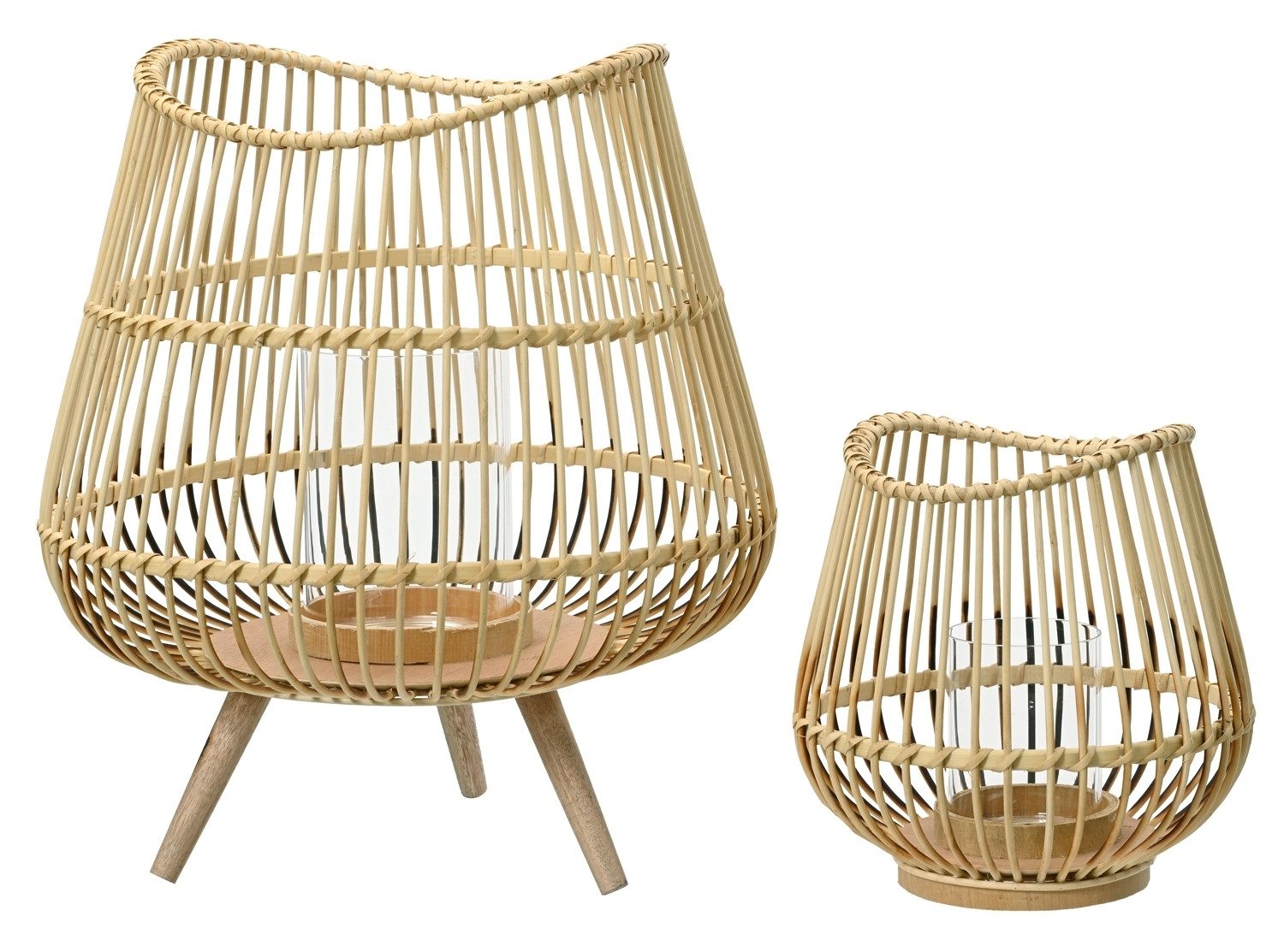 Kaemingk Windlicht ADALAS, H 42 cm, Ø 35 cm, Braun, Bambus, (1 St), mit Gla günstig online kaufen