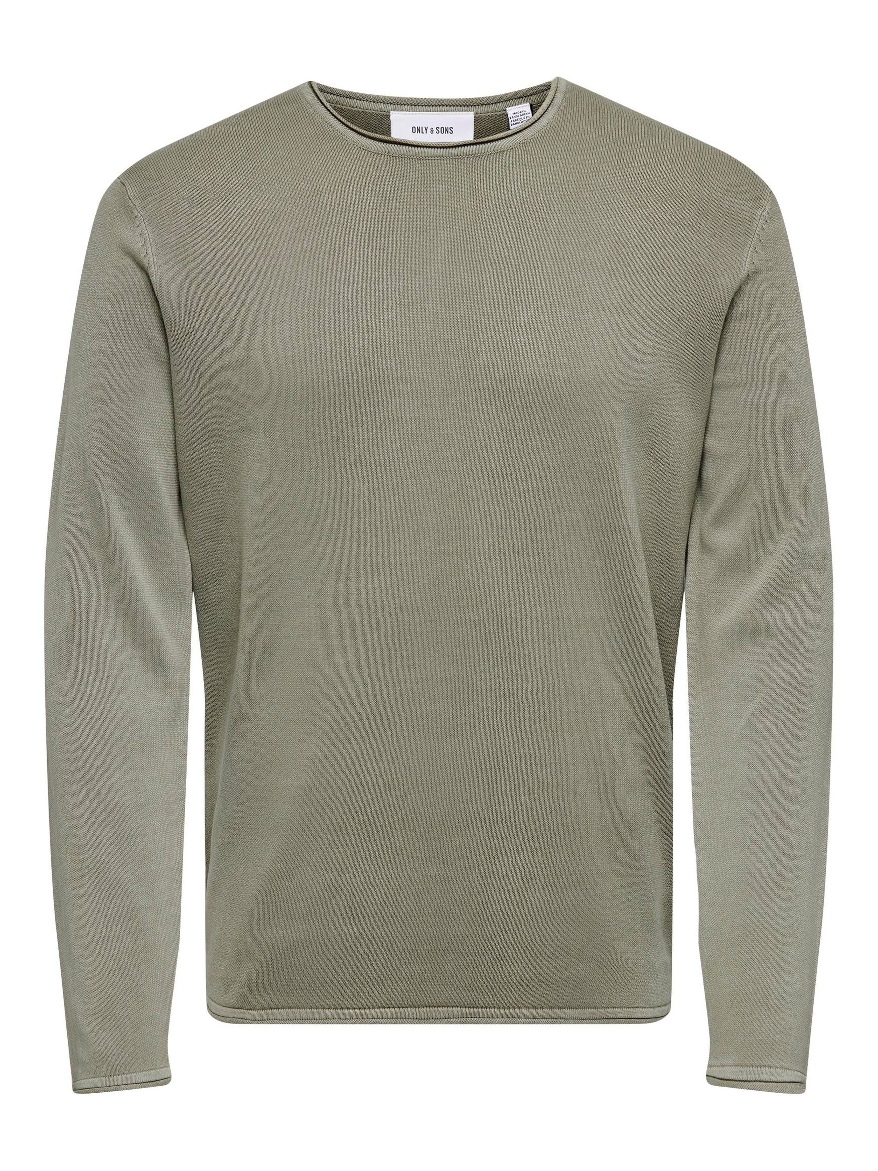 ONLY & Sweater Rundhals Strickpullover in Schwarz-Weiß Design Pullover Washed SONS Lässiger Feinstrick 6797
