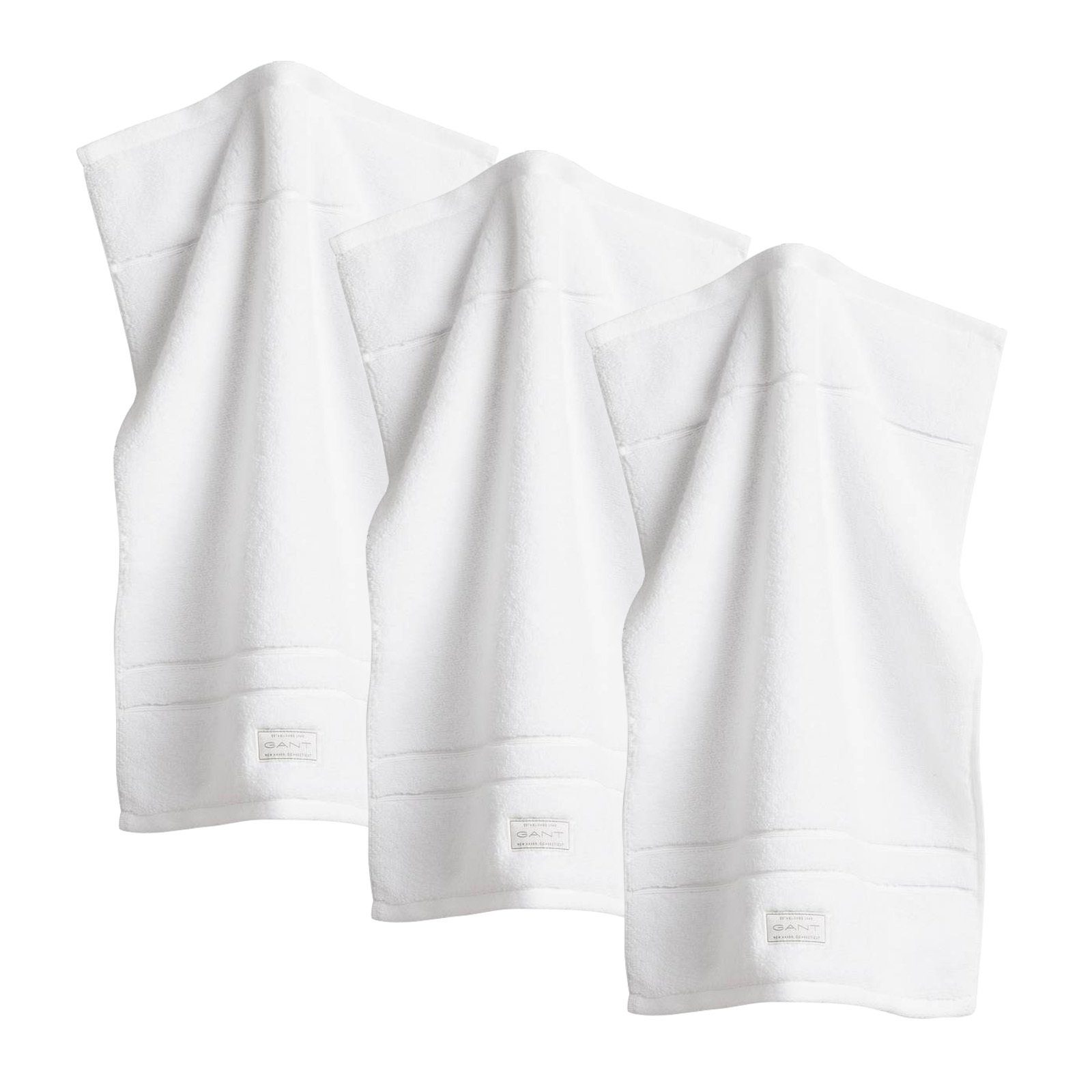 Gant Frottier 3er Weiß Towel, Organic - (3-St) Gästehandtücher Pack Gästetuch, Premium