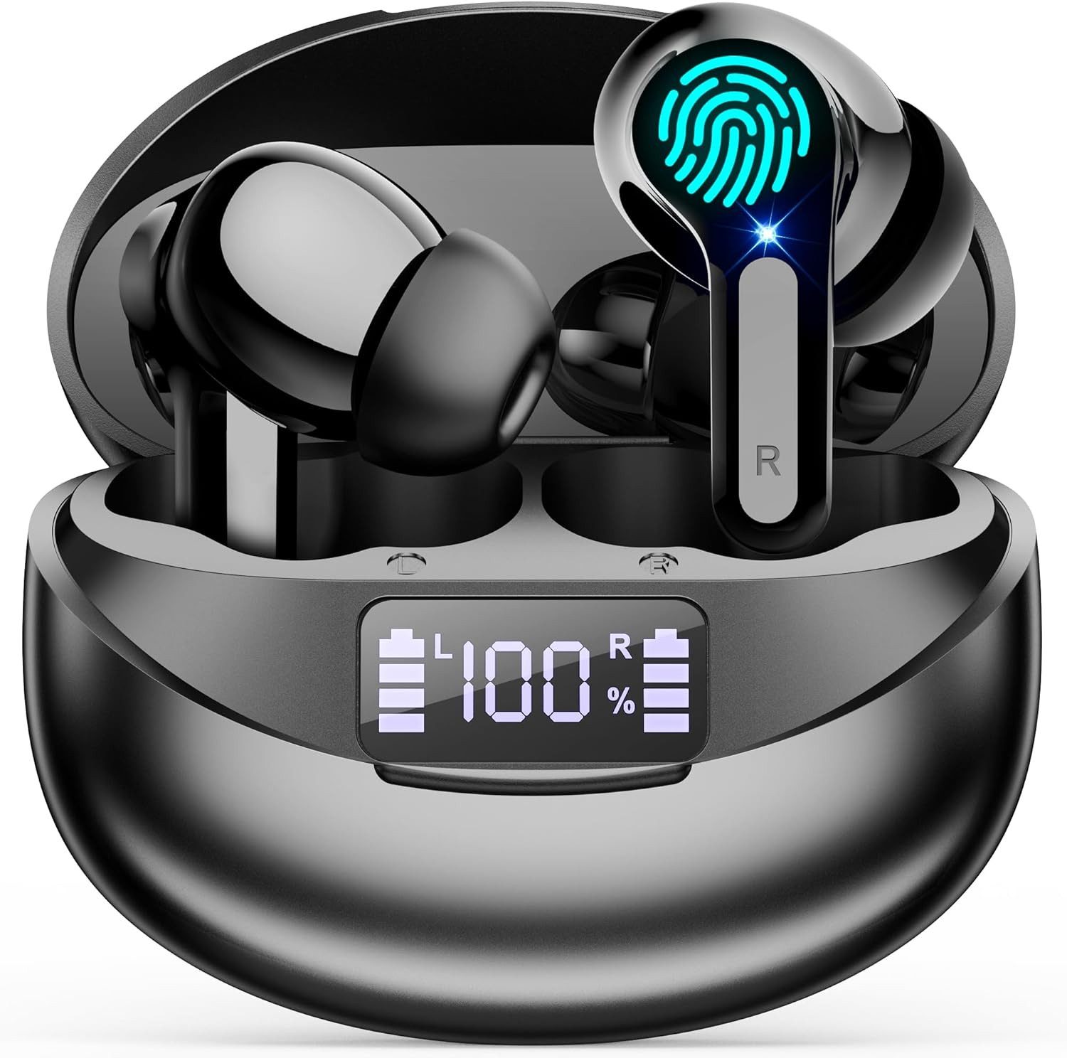 Forrlite In Ear Kopfhörer, 2026 Kopfhörer Kabellos Bluetooth 5.3 HiFi Stereo Bluetooth-Kopfhörer (Noise Cancelling 35 Std Spielzeit In Ear Kopfhörer mit 6 ENC Noise Cancelling Mics, IP7 Wasserdicht Ohrhörer, Kabellose Kopfhörer mit LED-Anzeige, HiFi Stereo)