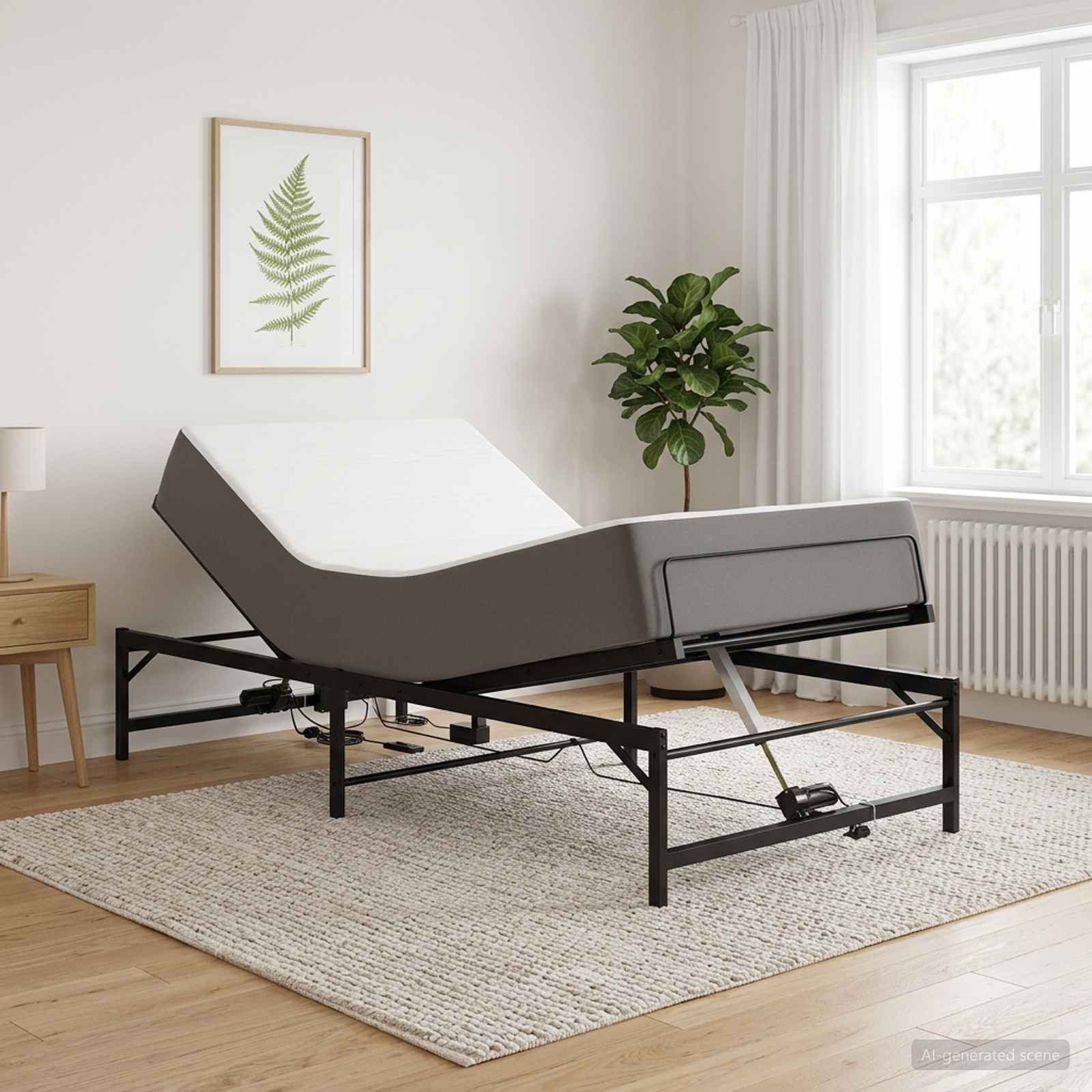 furnicato Bettgestell Elektrisches verstellbares 201x107x49 cm Schwarz (1-tlg), Elektrischer Schlafrahmen mit Fernbedienung und Fußende-Sperre