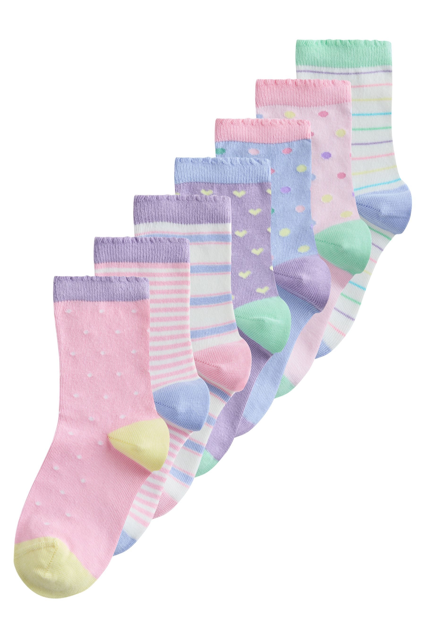 Next Kurzsocken Gepunktete Socken mit Streifen, 7er-Pack (7-Paar)