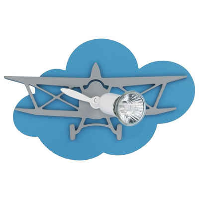 Licht-Erlebnisse Wandstrahler PLANE, ohne Leuchtmittel, Wandlampe Blau Flugzeug Jungen GU10 dekorativ Kinderzimmer