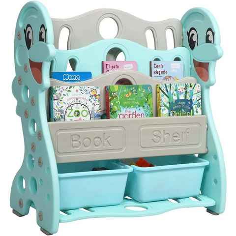 COSTWAY Bücherregal Kinderregal, mit 2 Aufbewahrungsboxen