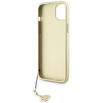 Guess Handyhülle Case iPhone 15 Plus Kunstleder braun mit Kette goldfarbig 6,7 Zoll, Kantenschutz