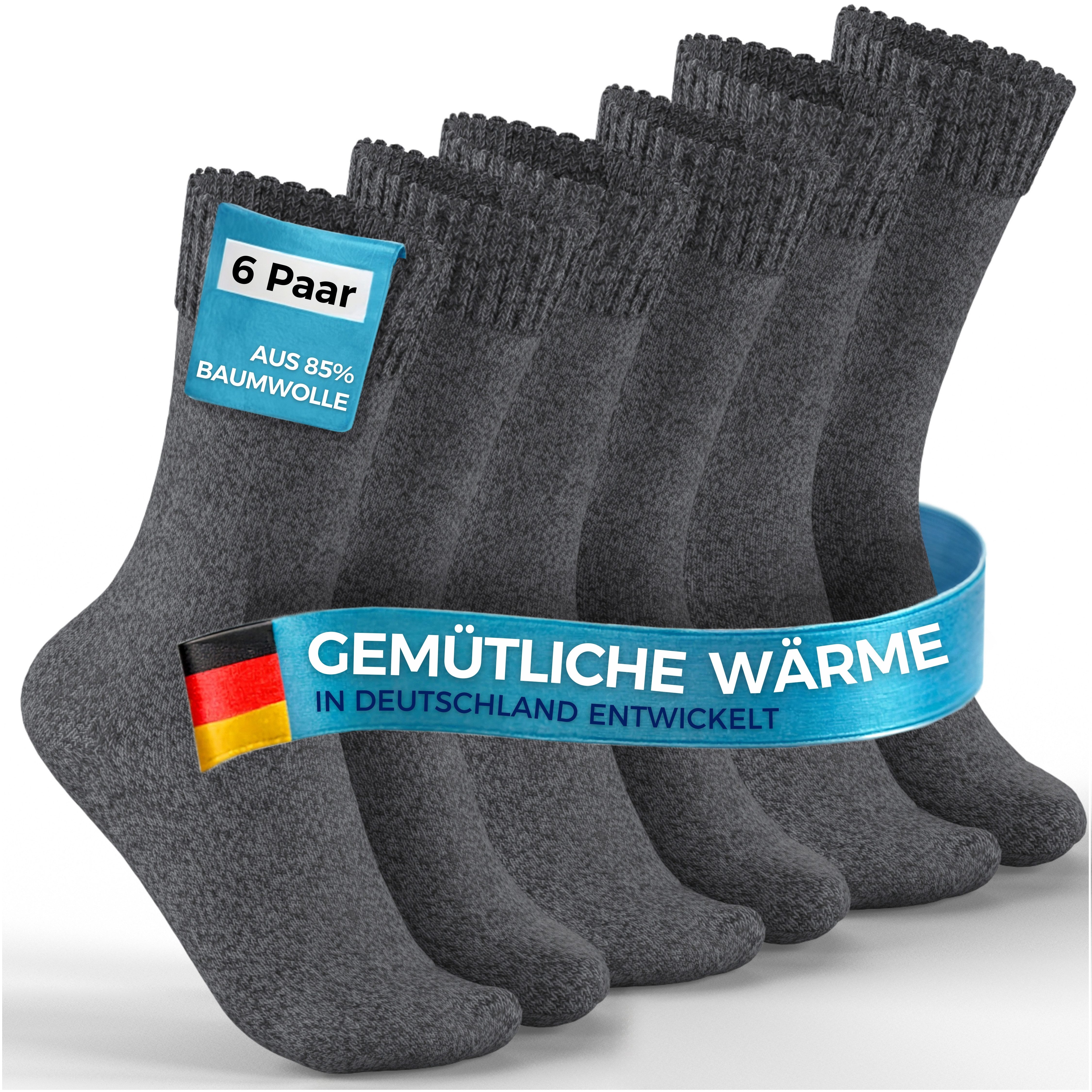 MEDOLY Thermosocken Зимние носки mit 85% Baumwolle (6er-Pack) Vollfrottee für extra Wärme