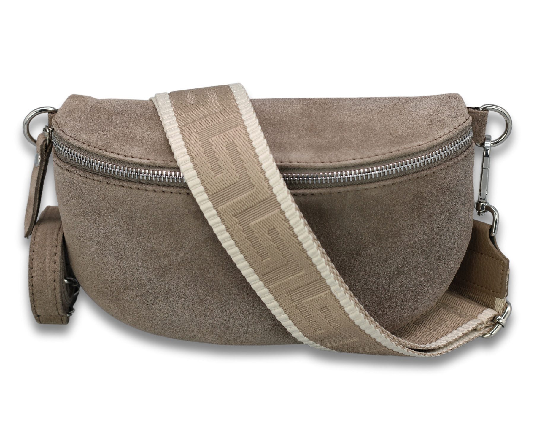 Adel Bags Gürteltasche SUEDE Bauchtasche für Damen aus echtem Wildleder, Dunkeltaupe
