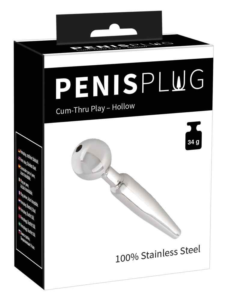 Stopperkugel Play hohler PENIS Harnröhrenstecker, Peniskäfig Penisplug mit PLUG Cum-Thru