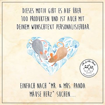 Mr. & Mrs. Panda Glas Mäuse Herz - Transparent - Geschenk, Liebespaar, Heiratsantrag, Spülm, Premium Glas, Elegantes Design